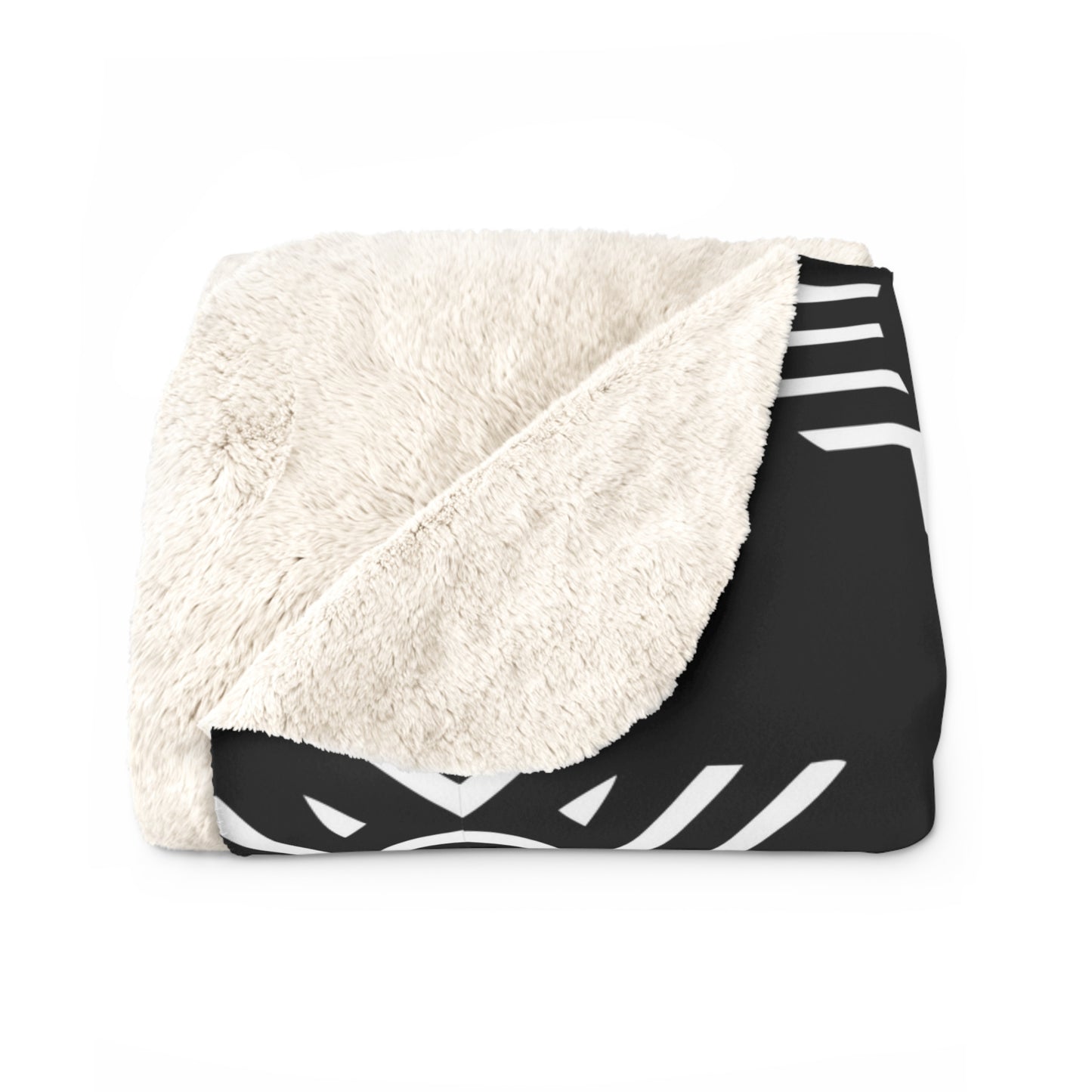 Black White Tribal Geometric Pattern Sherpa Blanket | Aztec Inspired Throw