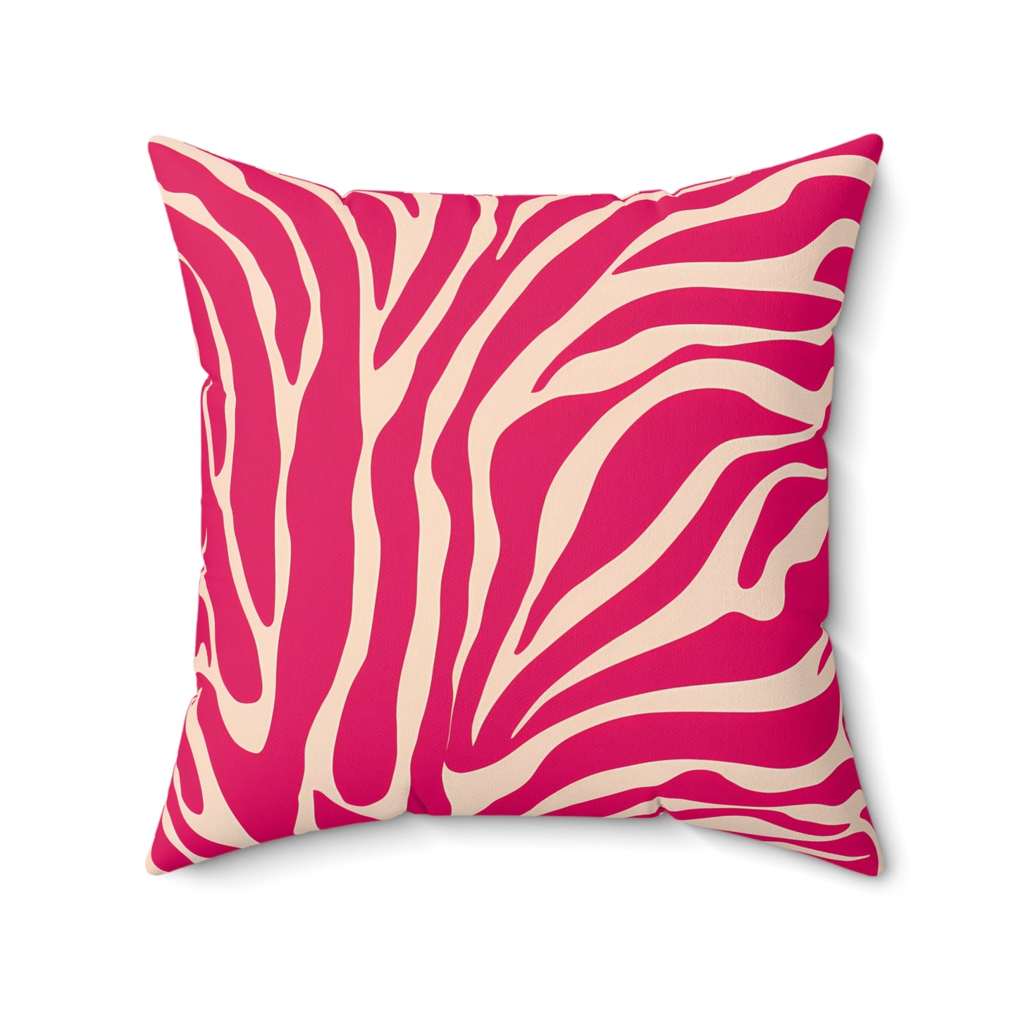 Zebra Print Square Pillow, Red Pink Luxury Home Decor Cushion, Animal Print Glamorous Throw Pillow, Off-White Decorative Pillow, Spun - LOLA VEGAS ART