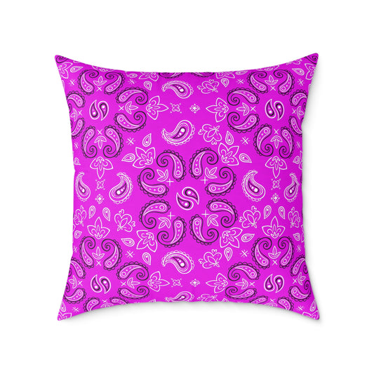 Purple Paisley Pattern Pillow | Square Poly Canvas Pillow
