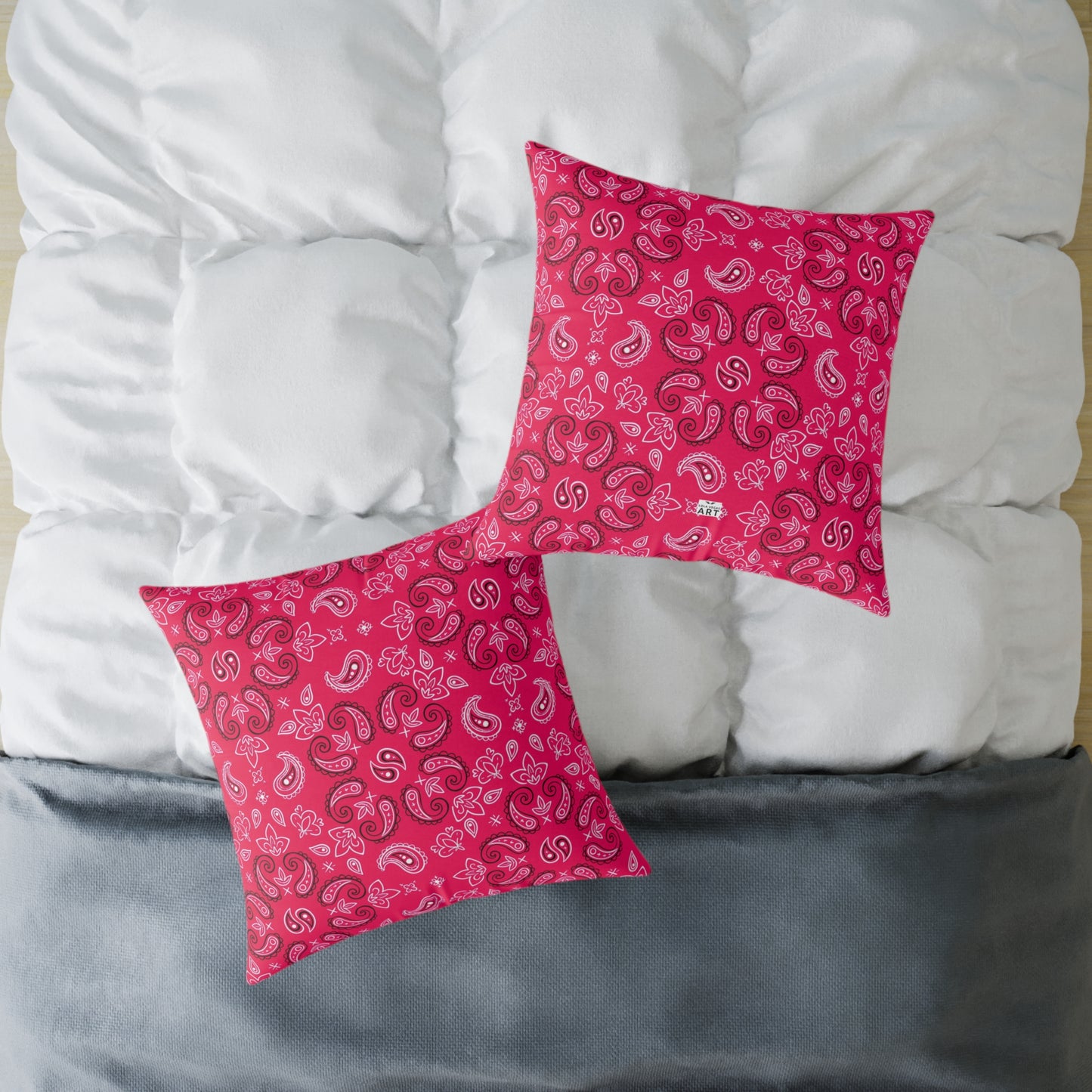 Red-Rose Paisley Pattern Pillow | Square Throw Pillow