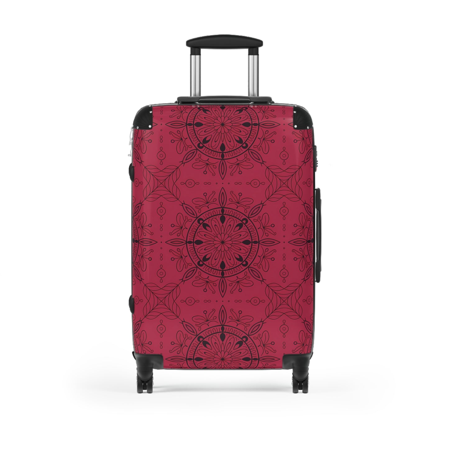 Burgundy Mandala Pattern Suitcase | Floral Travel Luggage
