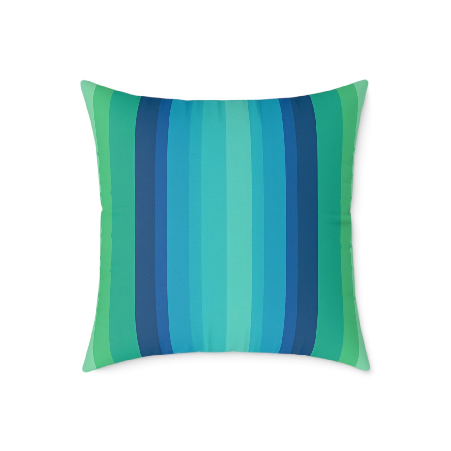 Teal Blue Green Stripe Square Pillow | Coastal Modern Throw Pillow
