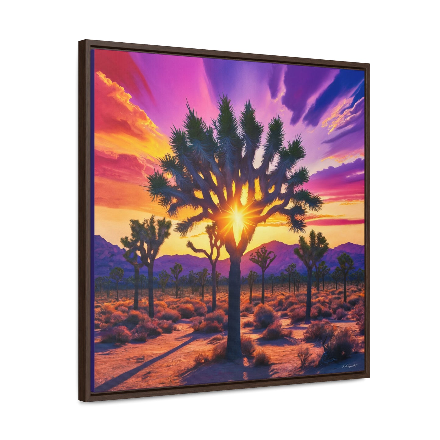 Joshua Tree Square Canvas, Gallery Wrap Wall Art, Square Frame Home Decor, Desert Landscape Print, Southwestern Wall Hanging