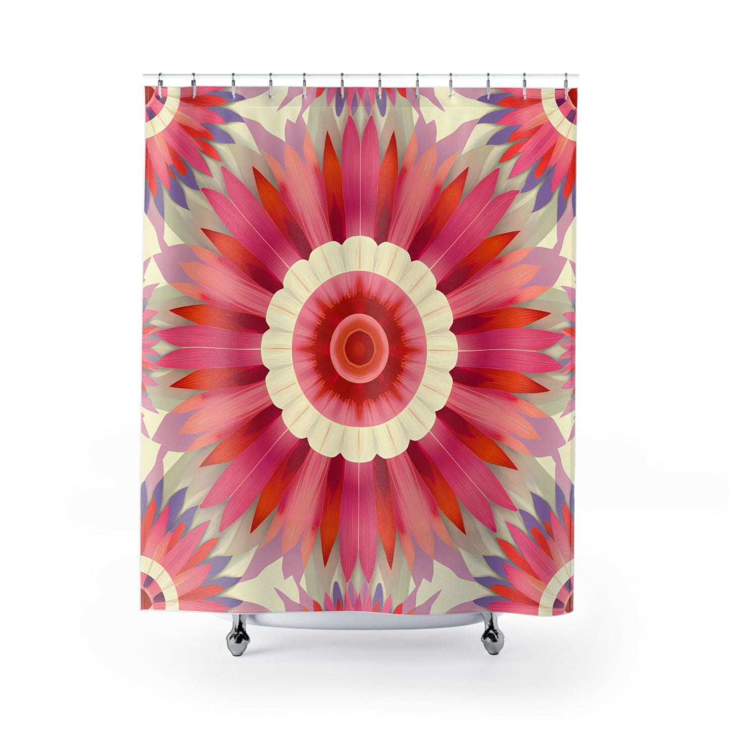 Boho Flower Shower Curtain, Southwestern and Eclectic Bathroom Decor, Beautiful Bathroom Accessories, Boho Bathroom - LOLA VEGAS ART