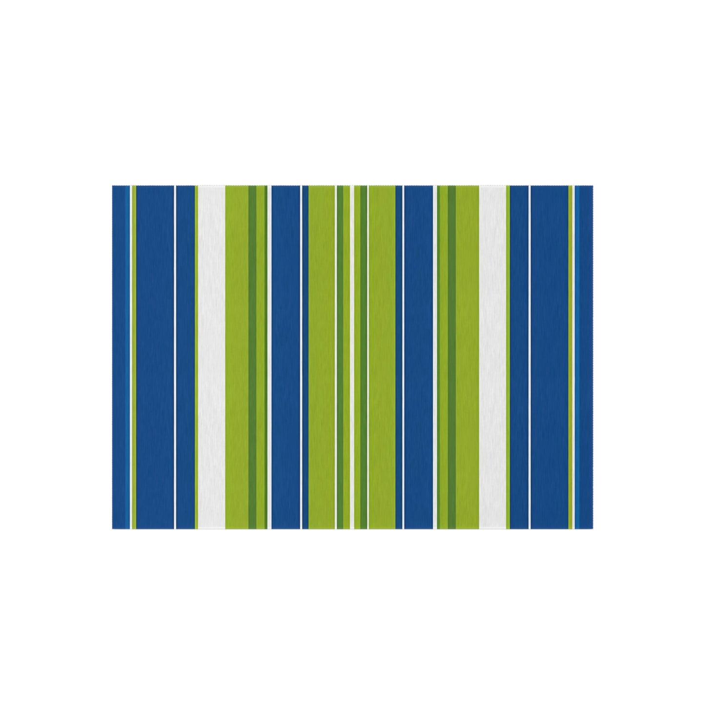 Blue Green Stripe Outdoor/Indoor Rug | Patio Mat, Weatherproof Outdoor Rug