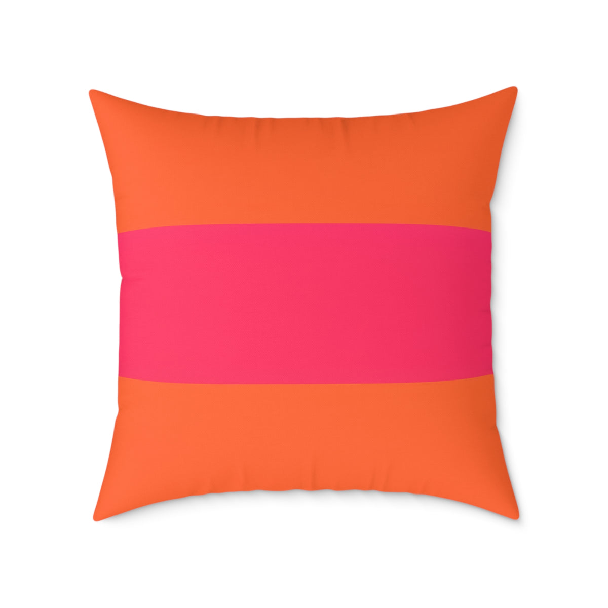 Bold Pink Stripe Square Pillow | Orange Background Poly Canvas