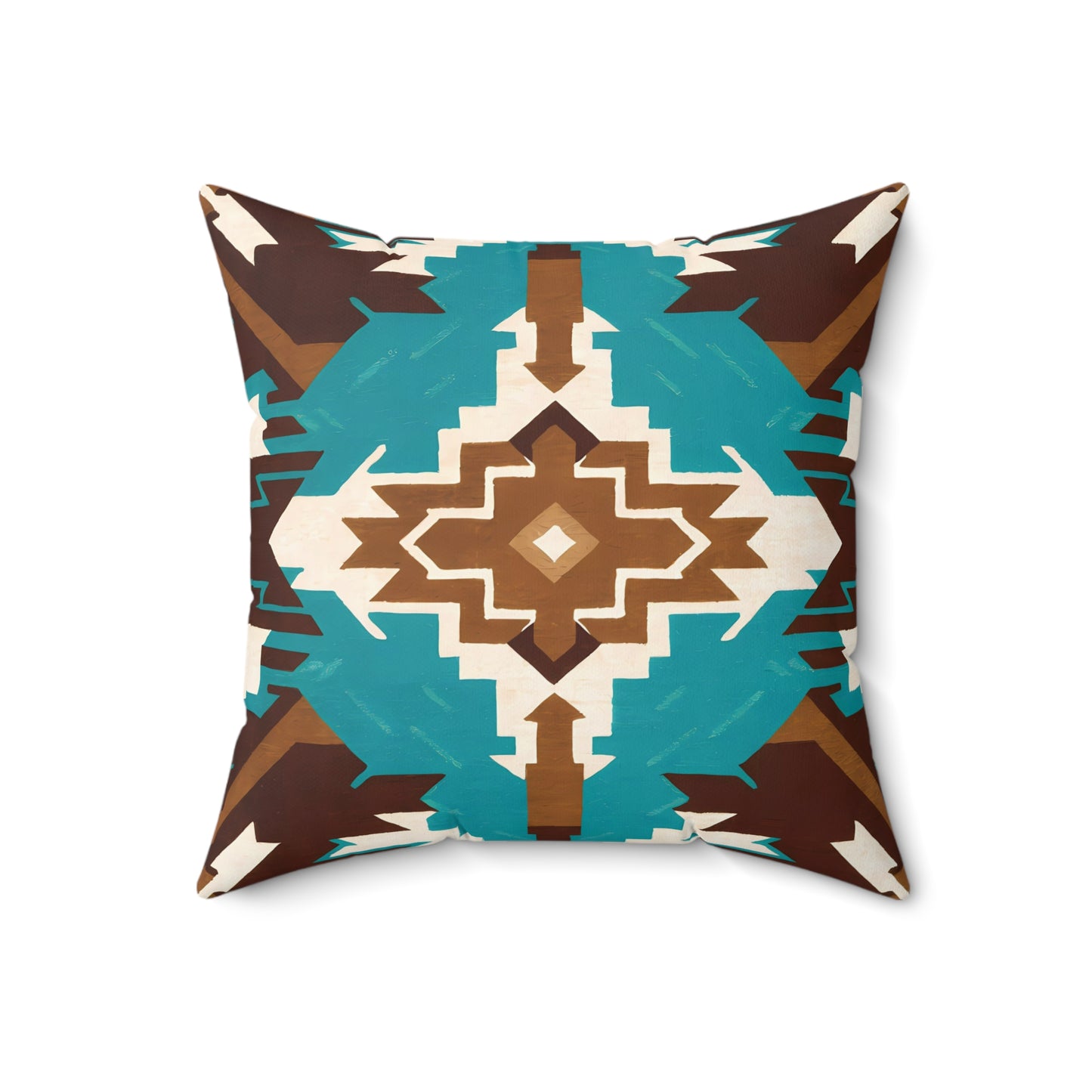 Square Pillow Ethnic Southwest Native American Boho Home Decor Brown Turquoise