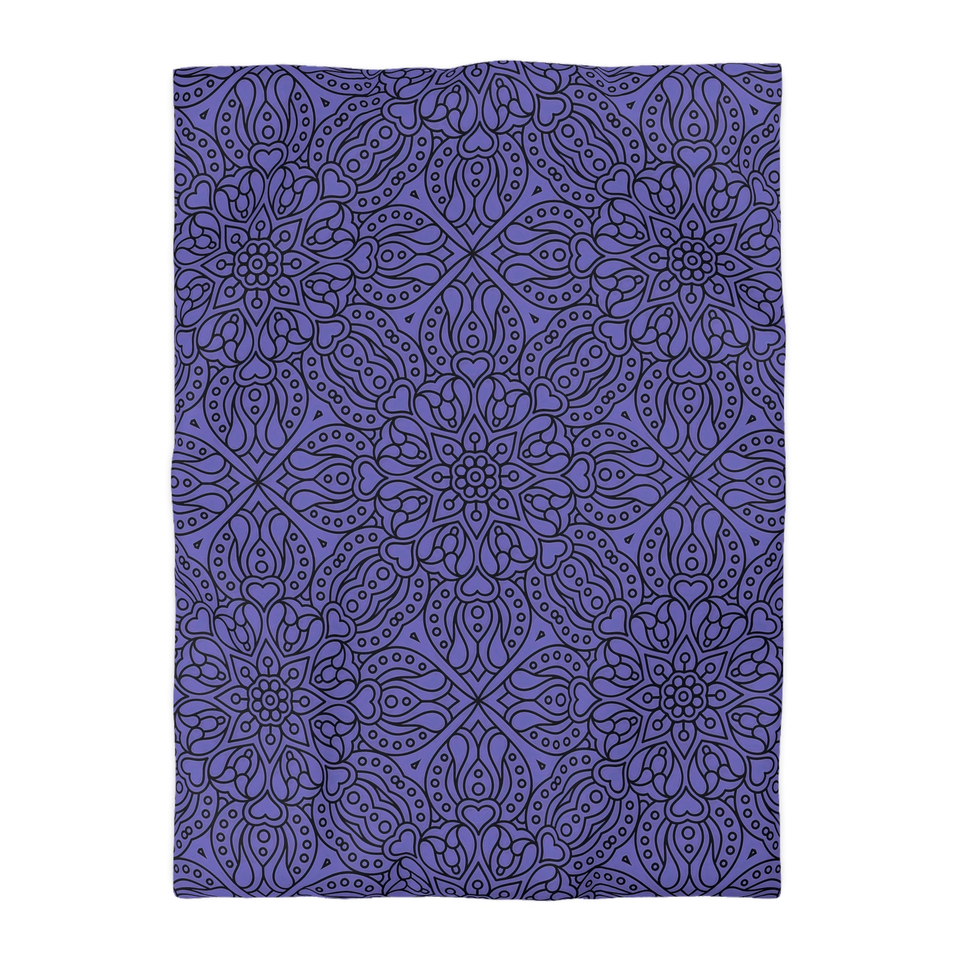Bohemian Microfiber Duvet Cover - Cozy Bedding, Purple Floral Design, Bedroom Decor, Home Accents, Gift for Her, Festival Style - LOLA VEGAS ART