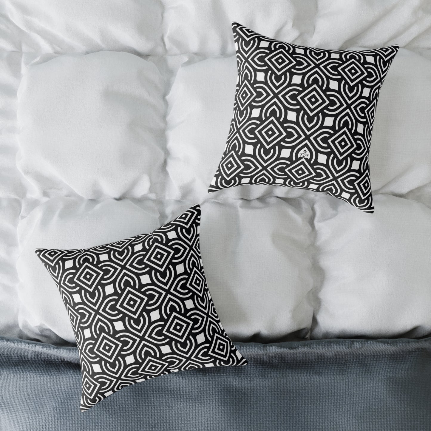 Black White Geometric Pattern Square Pillow | Modern Home Decor, Black and White Accent Cushion, Gift for Homeowners, Cozy Throw Pillow