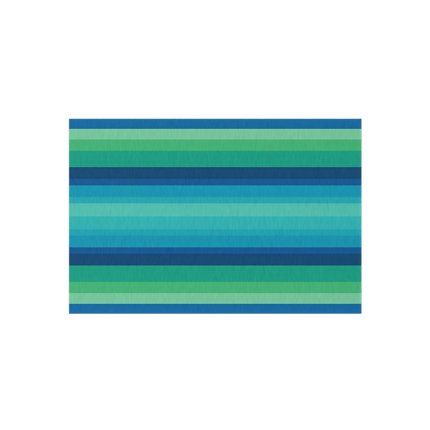 Blue Green Striped Outdoor/Indoor Rug | Patio Mat, Weather-Resistant Floor Covering