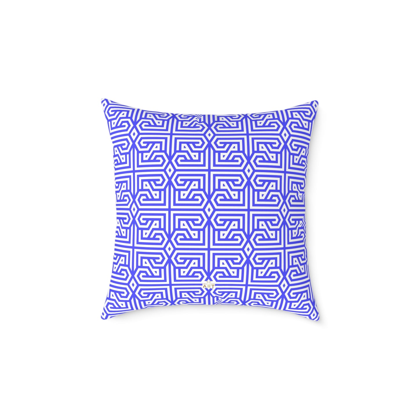 Geometric Greek Key Pattern Periwinkle Pillow | Square Canvas Throw Pillow, Modern Home Decor, Accent Cushion, Gift for Her, Boho Style,