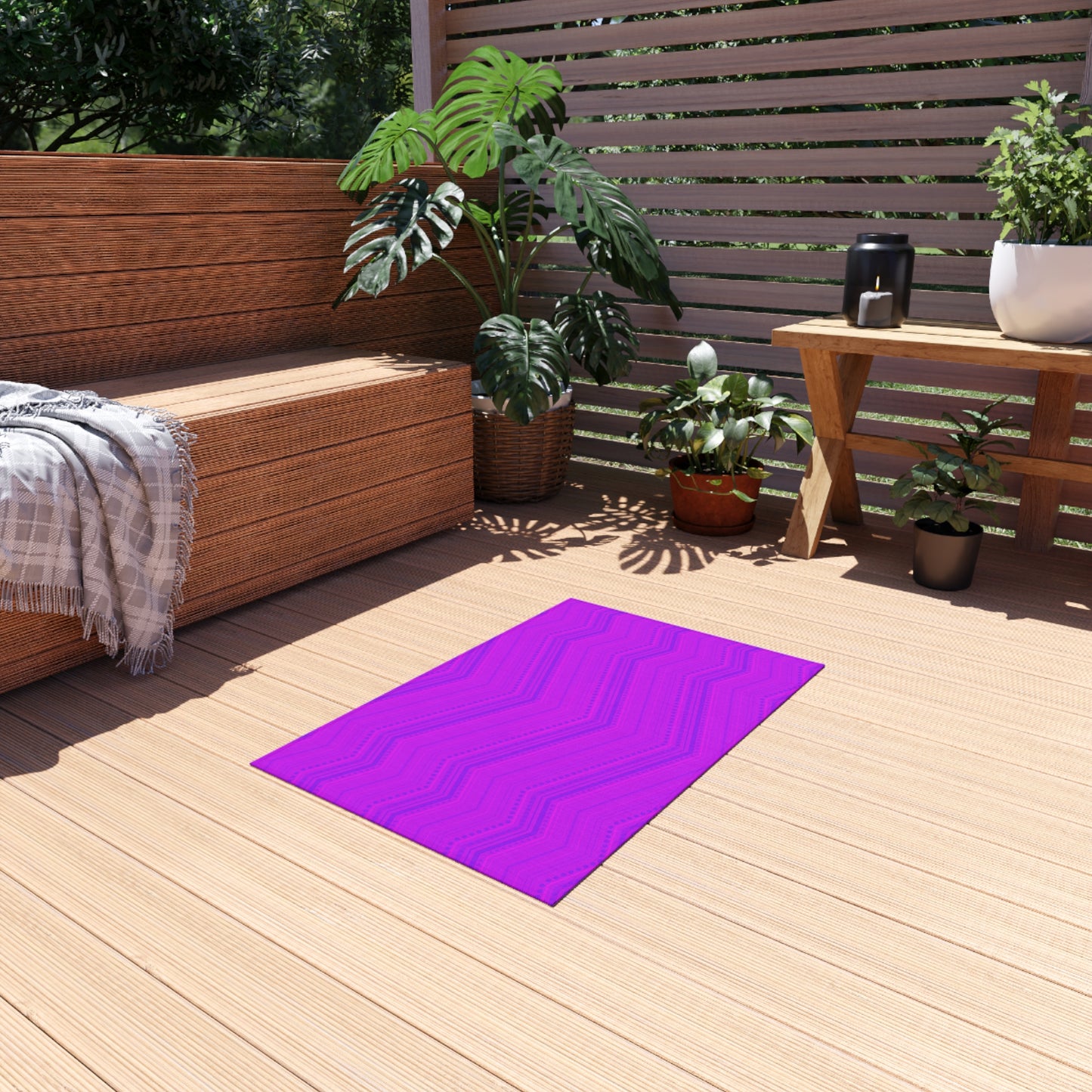 Pink and Purple Chevron Zigzag Pattern Outdoor/Indoor Rug | Chevron Patio Mat