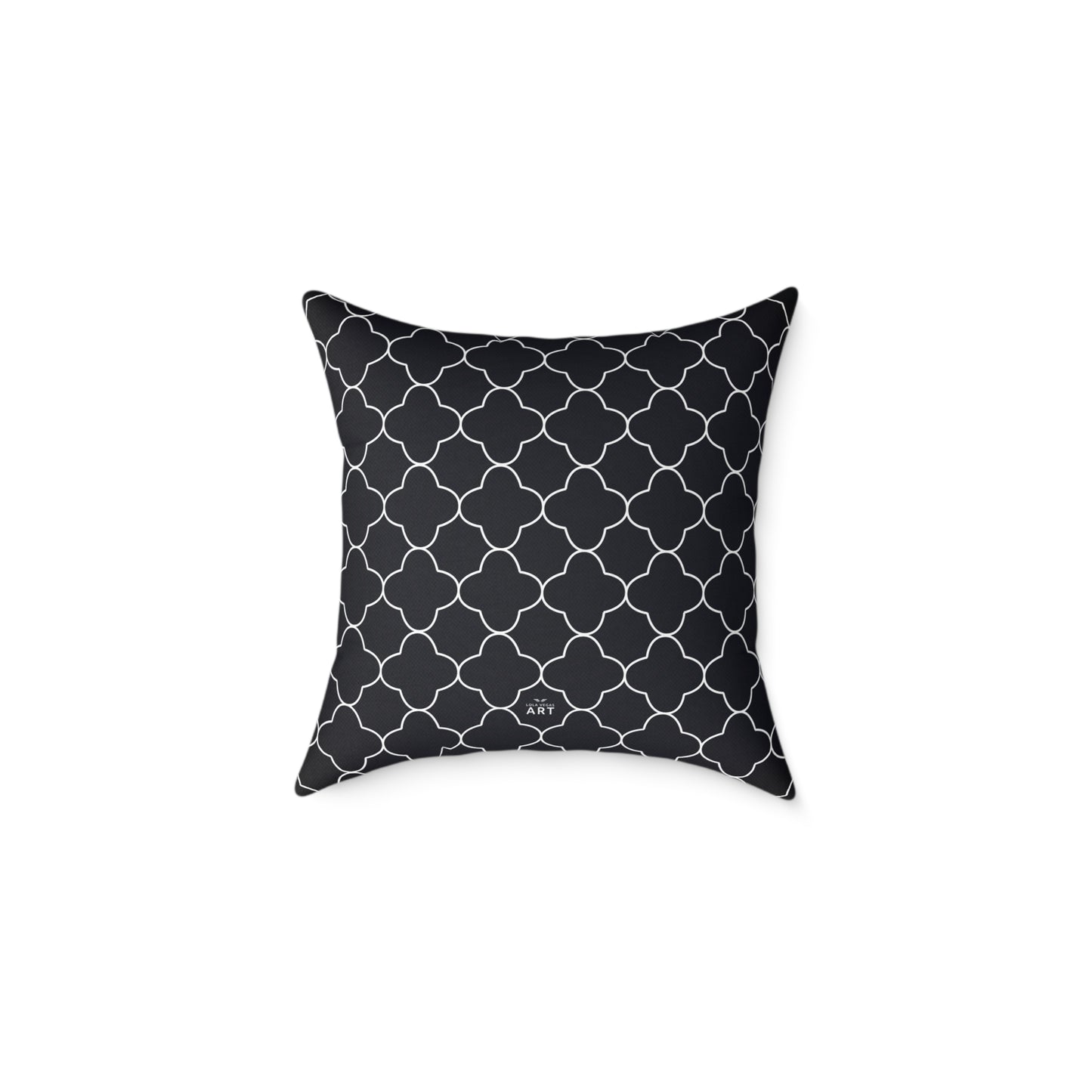 Black and White Moroccan Trellis Pattern Square Pillow | Geometric Throw Pillow
