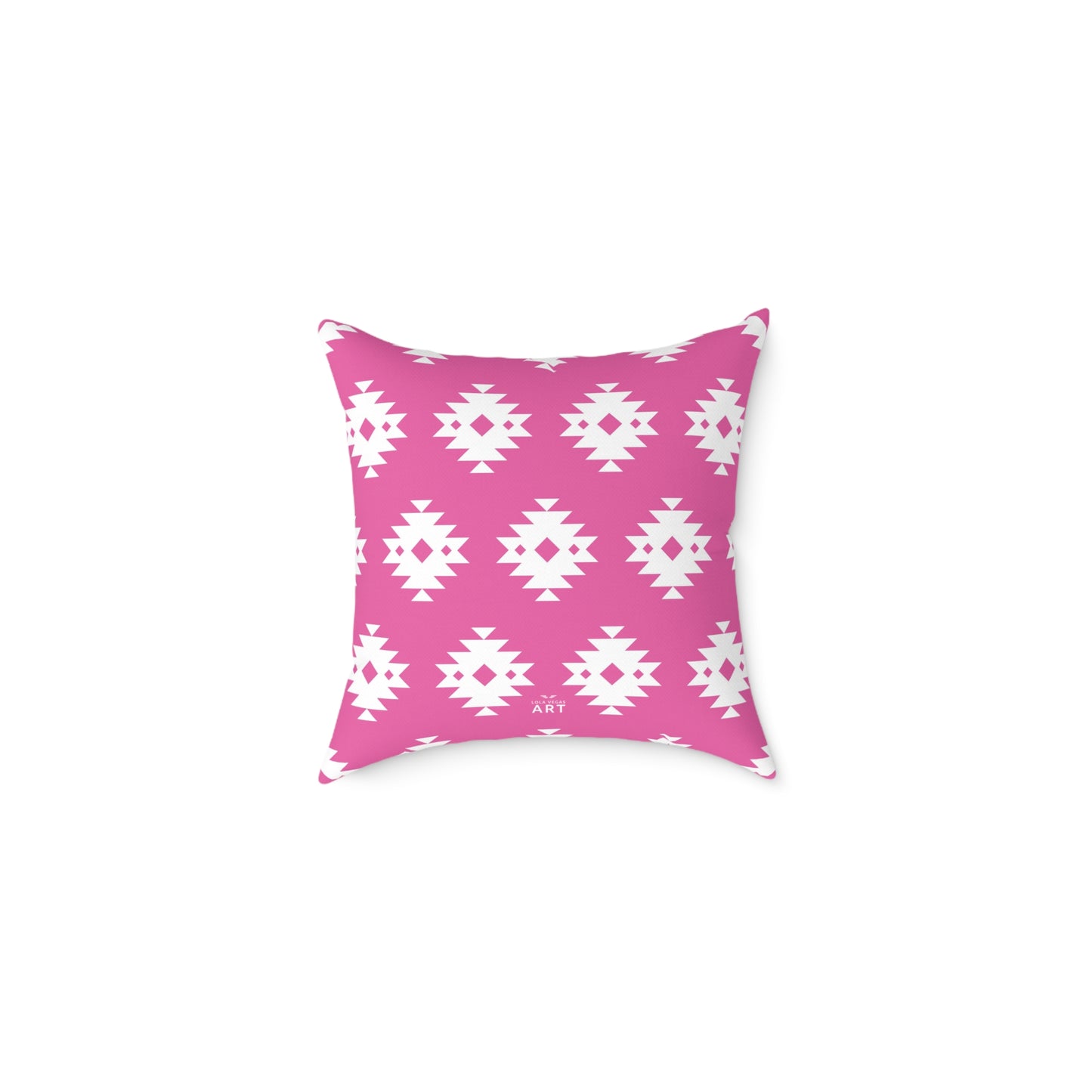 Pink White Boho Aztec Diamond Pattern Pillow | Square Throw Pillow
