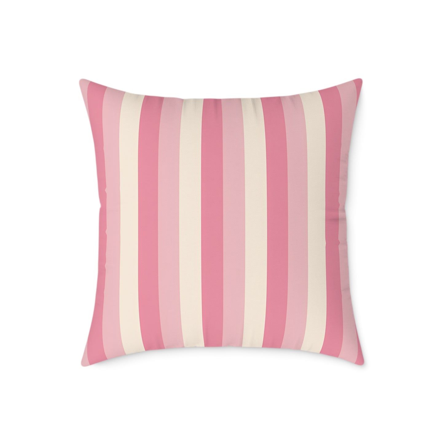 Pink Creme Stripe Square Pillow | Pastel Striped Throw Cushion