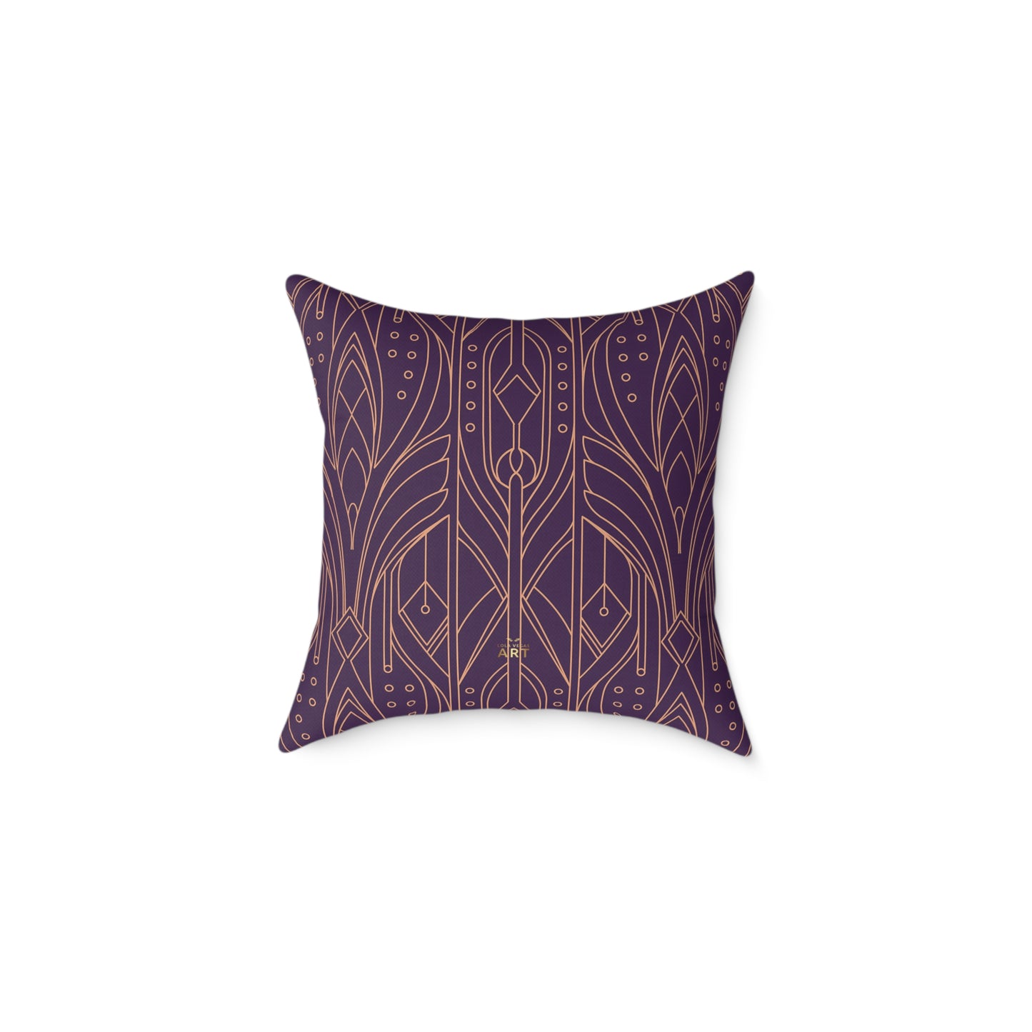 Art Deco Geometric Pattern Square Pillow | Purple Copper