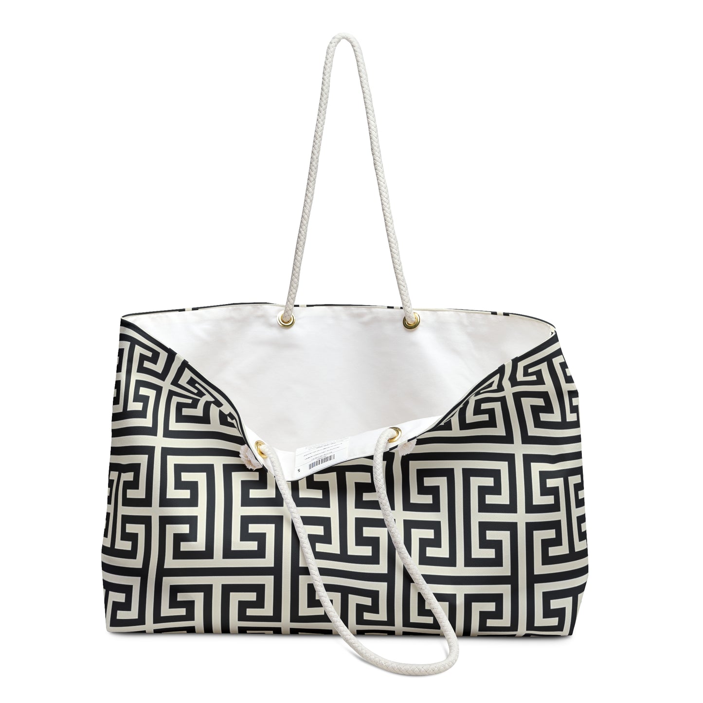 Chic Greek Pattern Weekender Bag, Travel Tote, Weekend Getaway Bag, Stylish Overnight Bag, Personalized Gym Bag