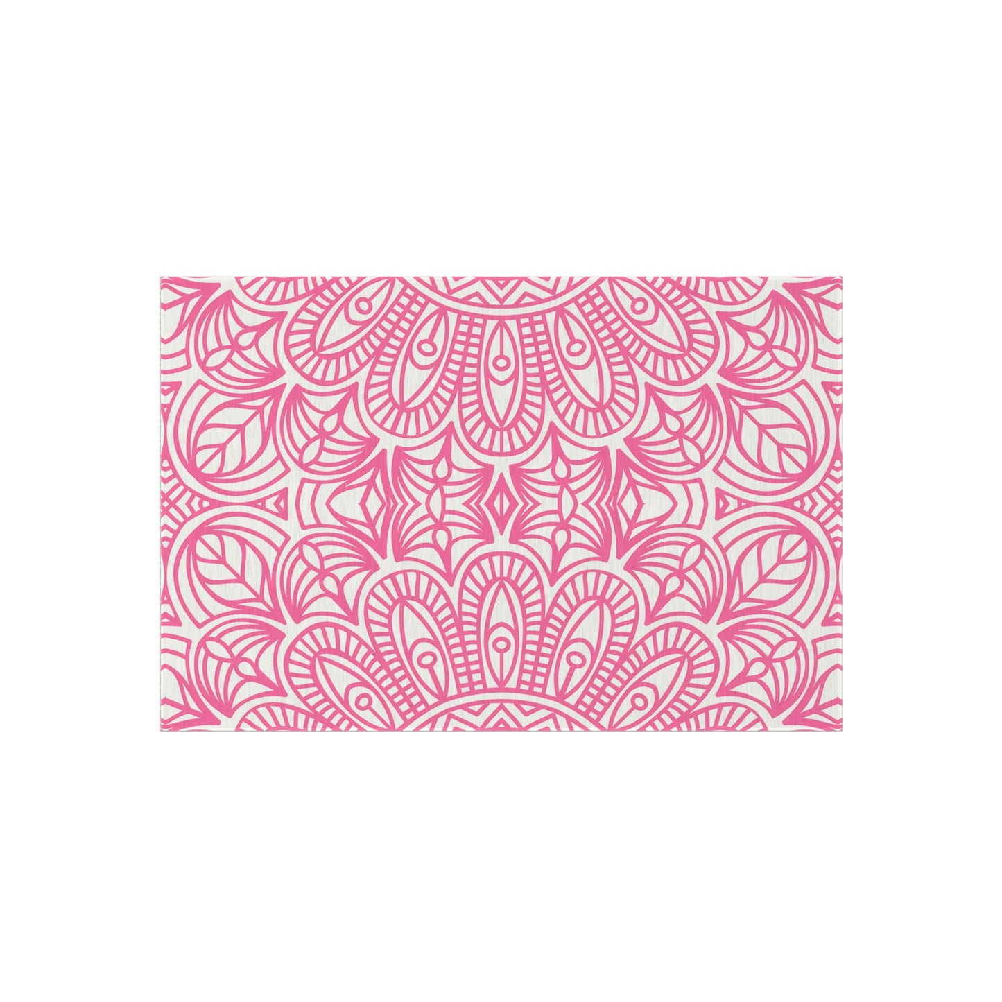 Pink Mandala Pattern Outdoor/Indoor Rug | Floral Patio Mat