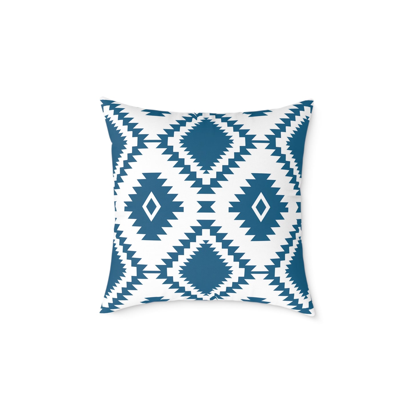 Teal Aztec Diamond Pattern Square Pillow | Geometric Throw Pillow