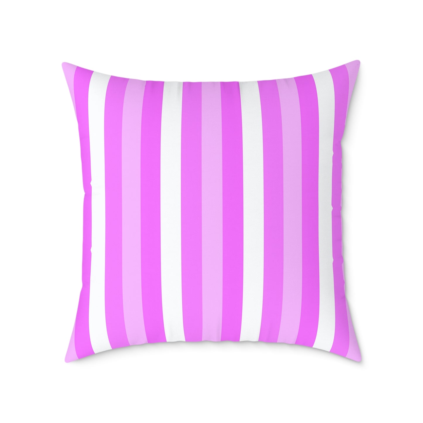 Pink White Stripe Pattern Square Pillow | Poly Canvas Pillow