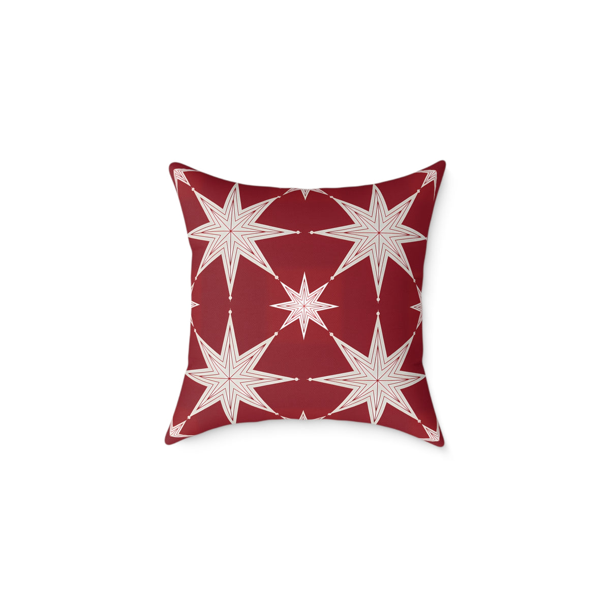 Ivory Starburst Pattern Square Pillow | Red Holiday Throw Cushion