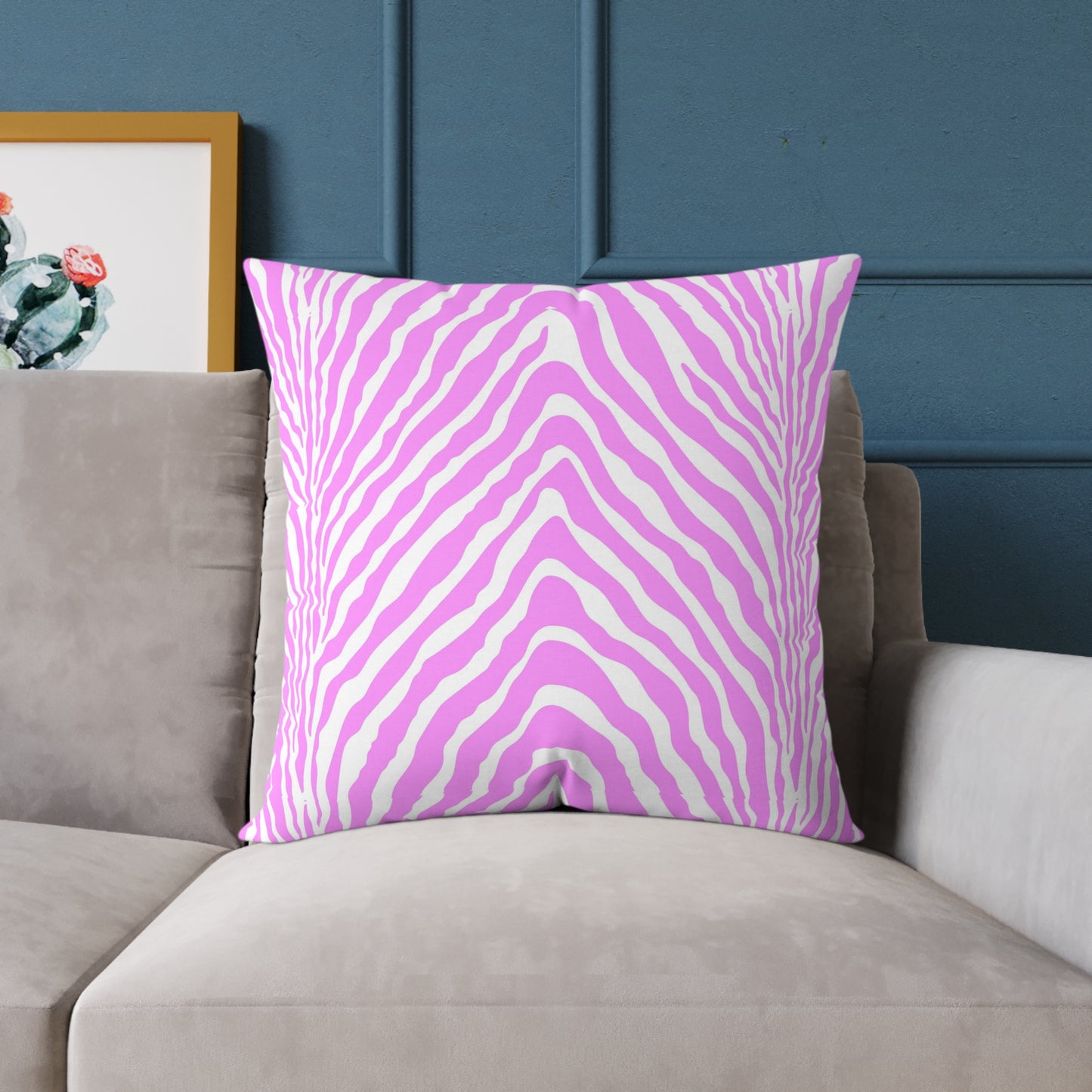 Pink White Zebra Stripe Square Pillow | Animal Print Home Decor