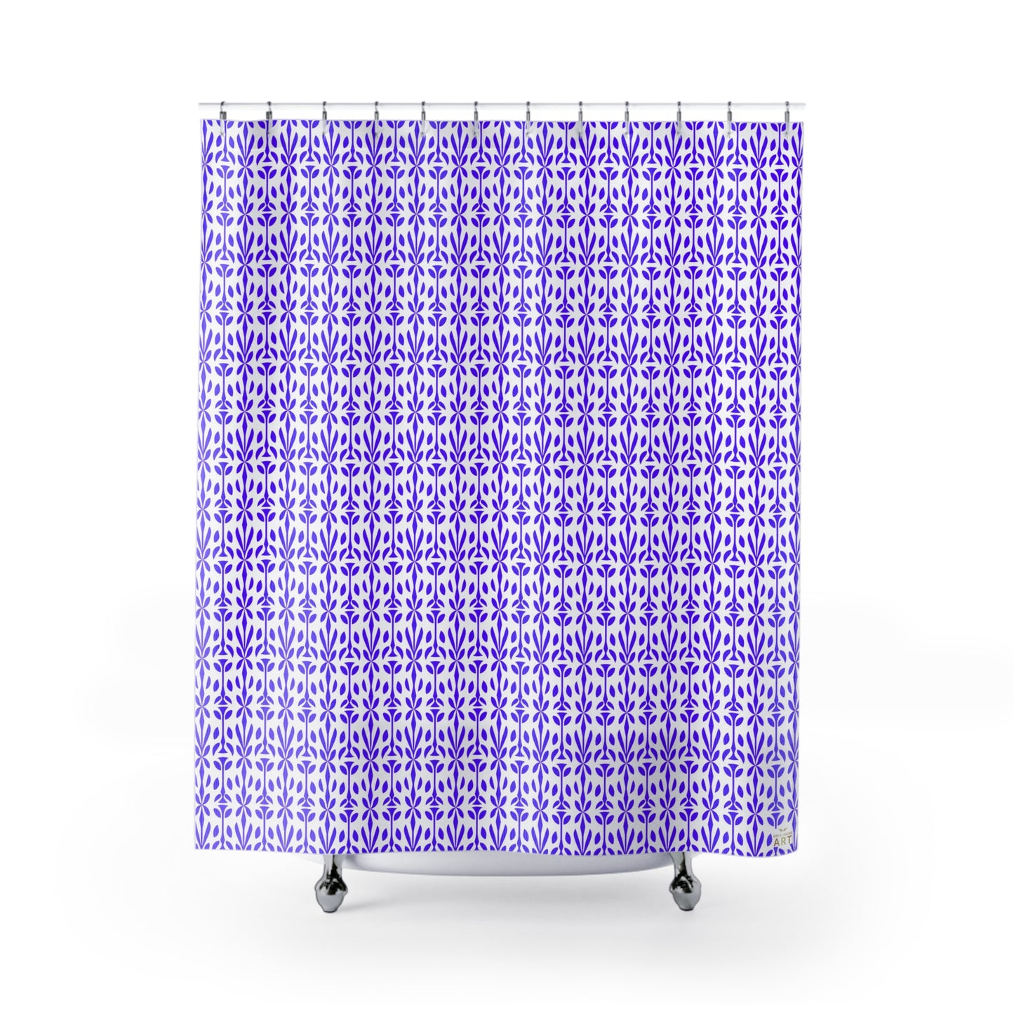 Purple Floral Pattern Shower Curtain | Geometric Repeat Pattern, Fresh Home Decor