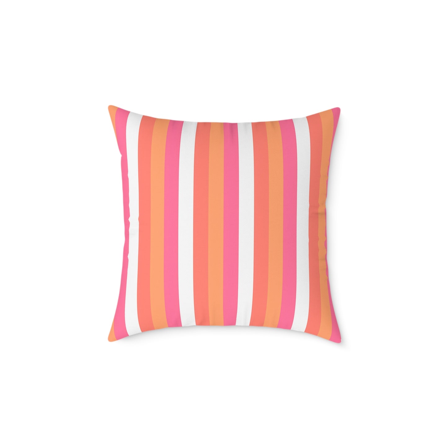 Pink Orange Stripe Square Pillow | Colorful Striped Throw Pillow