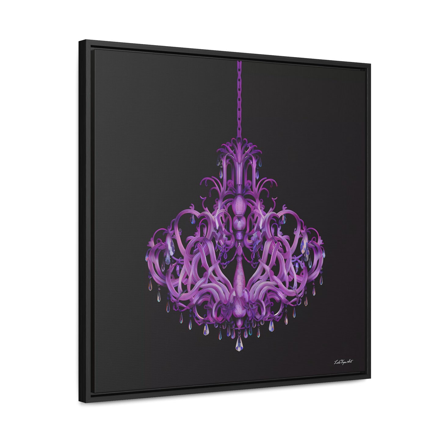 Gothic Crystal Chandelier Square Canvas, Elegant Dramatic Wall Art - Gallery Wraps, Square Frame, Purple Home Decor, Glamorous Gothic Art,