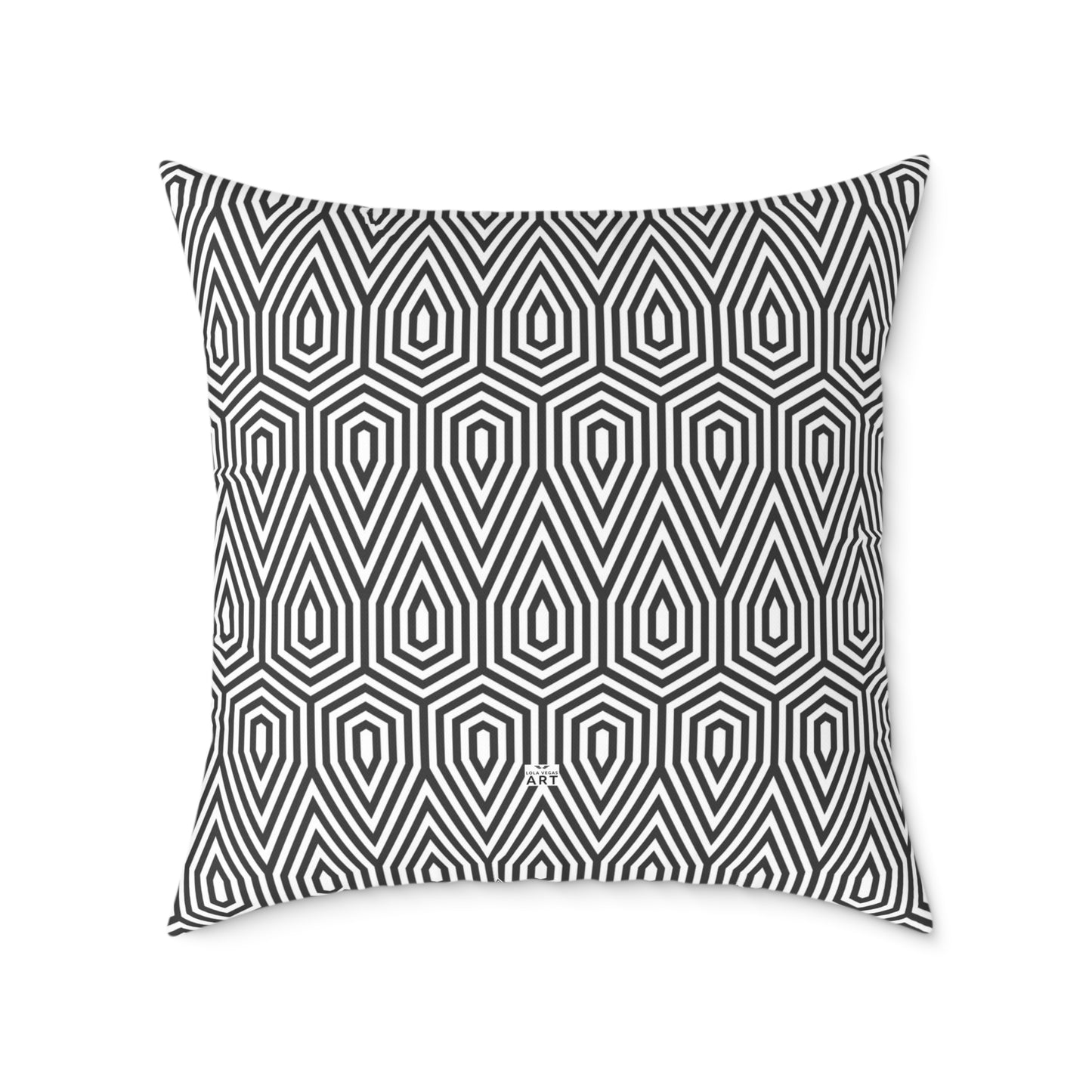 Geometric Hexagon Pattern Square Pillow | Black White Modern Throw, Modern Home Decor, Square Cushion, Accent Home Accessories, Gift for Her