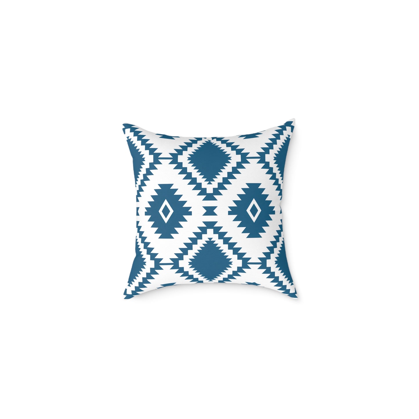 Teal Aztec Diamond Pattern Square Pillow | Geometric Throw Pillow