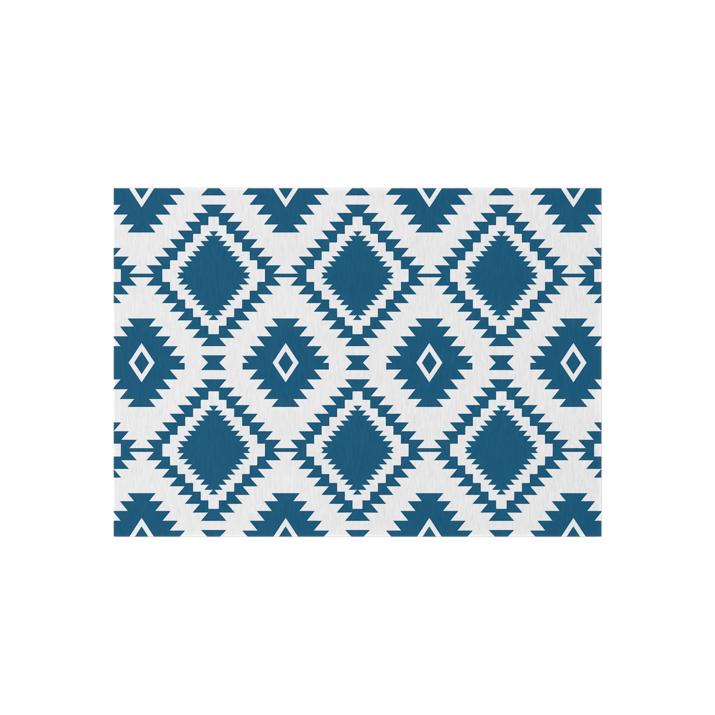 Blue White Aztec Diamond Outdoor/Indoor Rug | Geometric Patio Mat