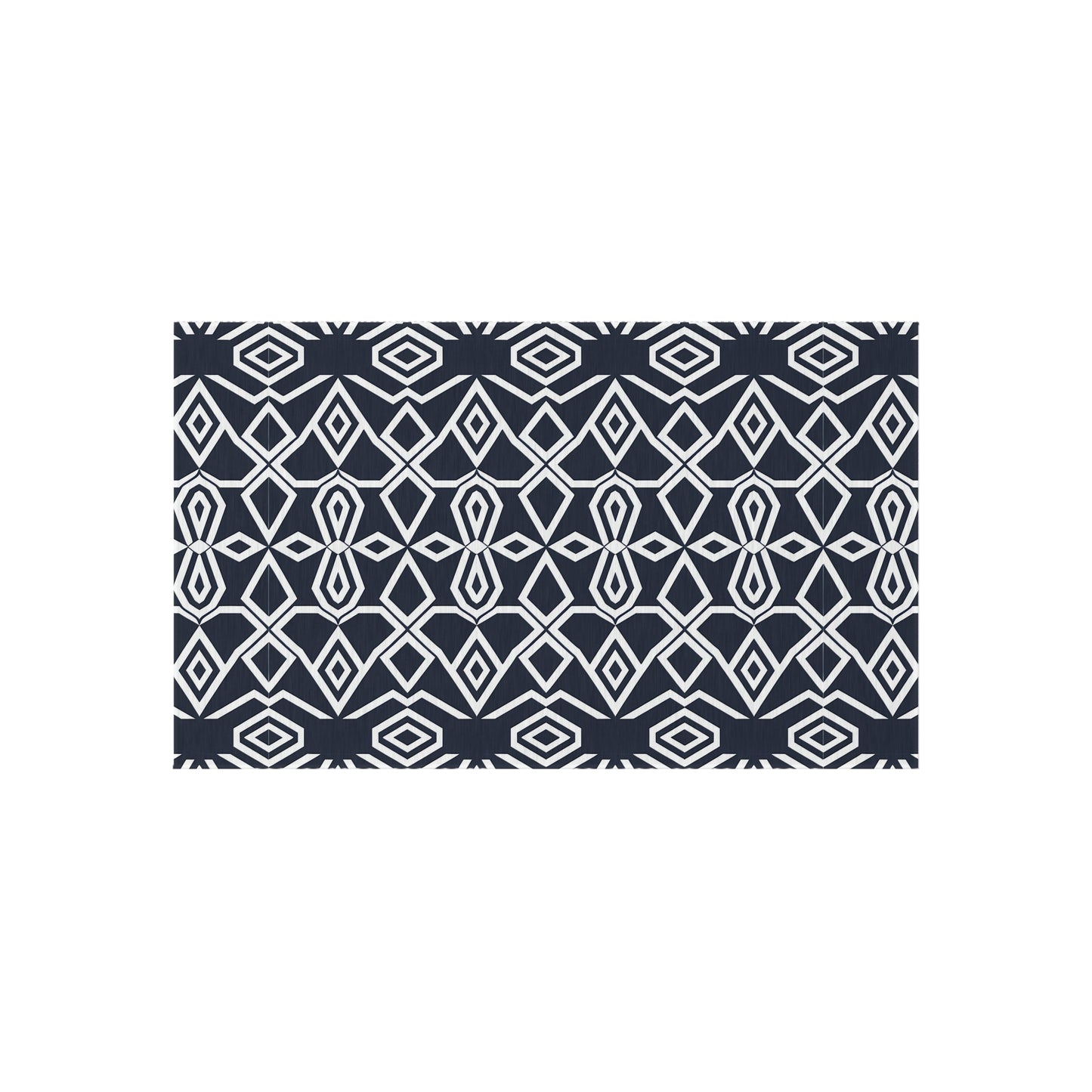 Geometric Diamond Pattern Outdoor/Indoor Rug | Navy White Tribal Design