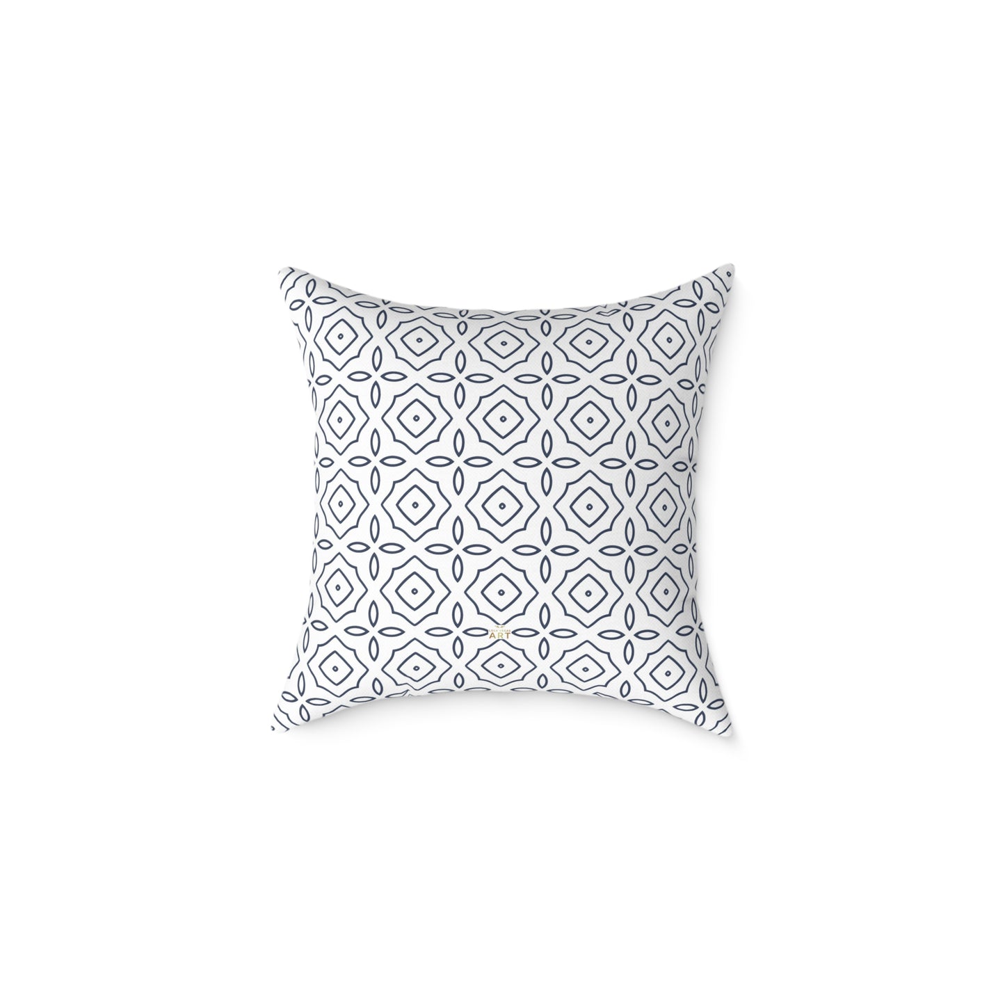 Geometric Tile Pattern Square Pillow | Blue White Moroccan Motif, Decorative Cushion, Home Decor Accent, Gift for Housewarming, Sofa Decor
