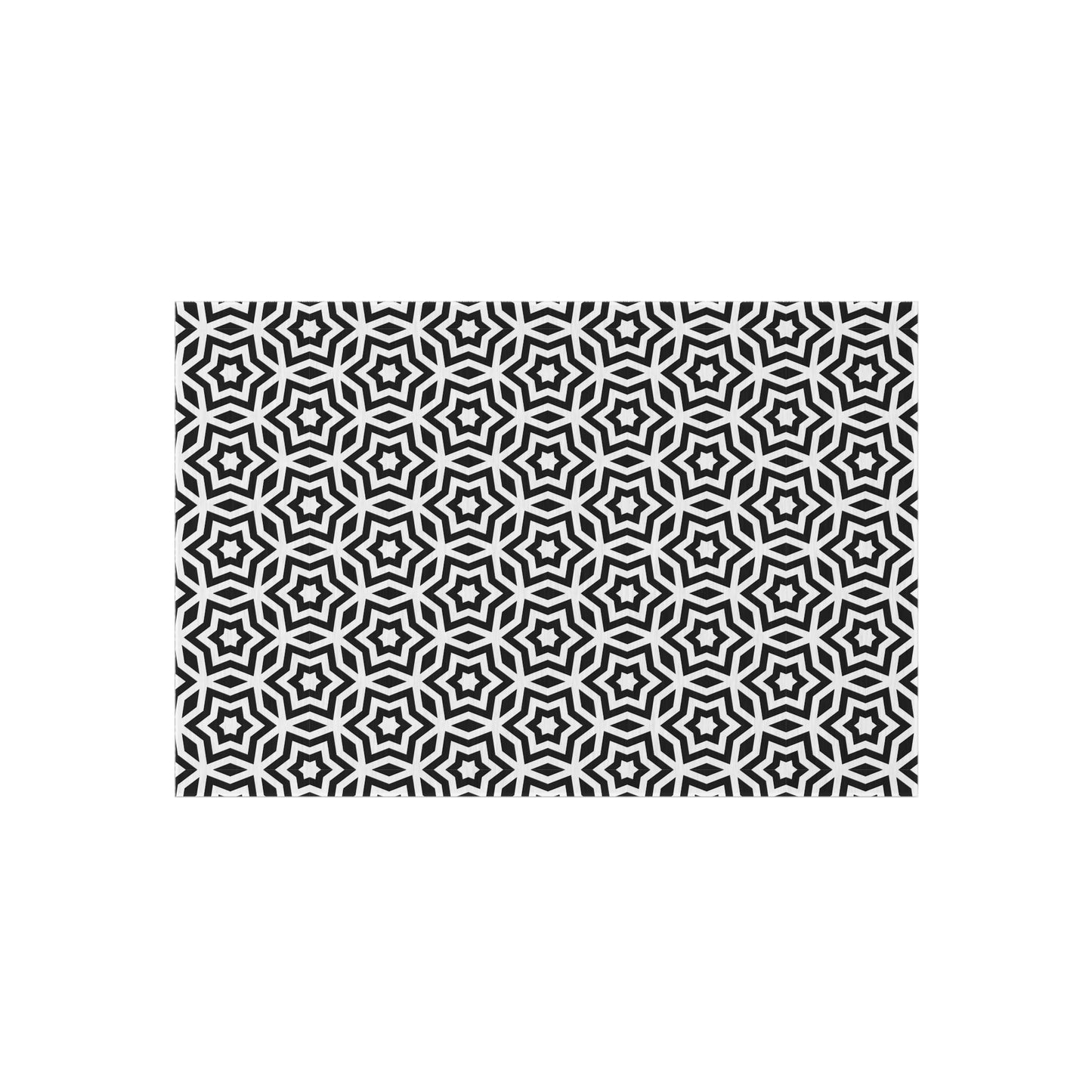Black White Moroccan Tile Pattern Outdoor/Indoor Rug | Geometric Patio Mat