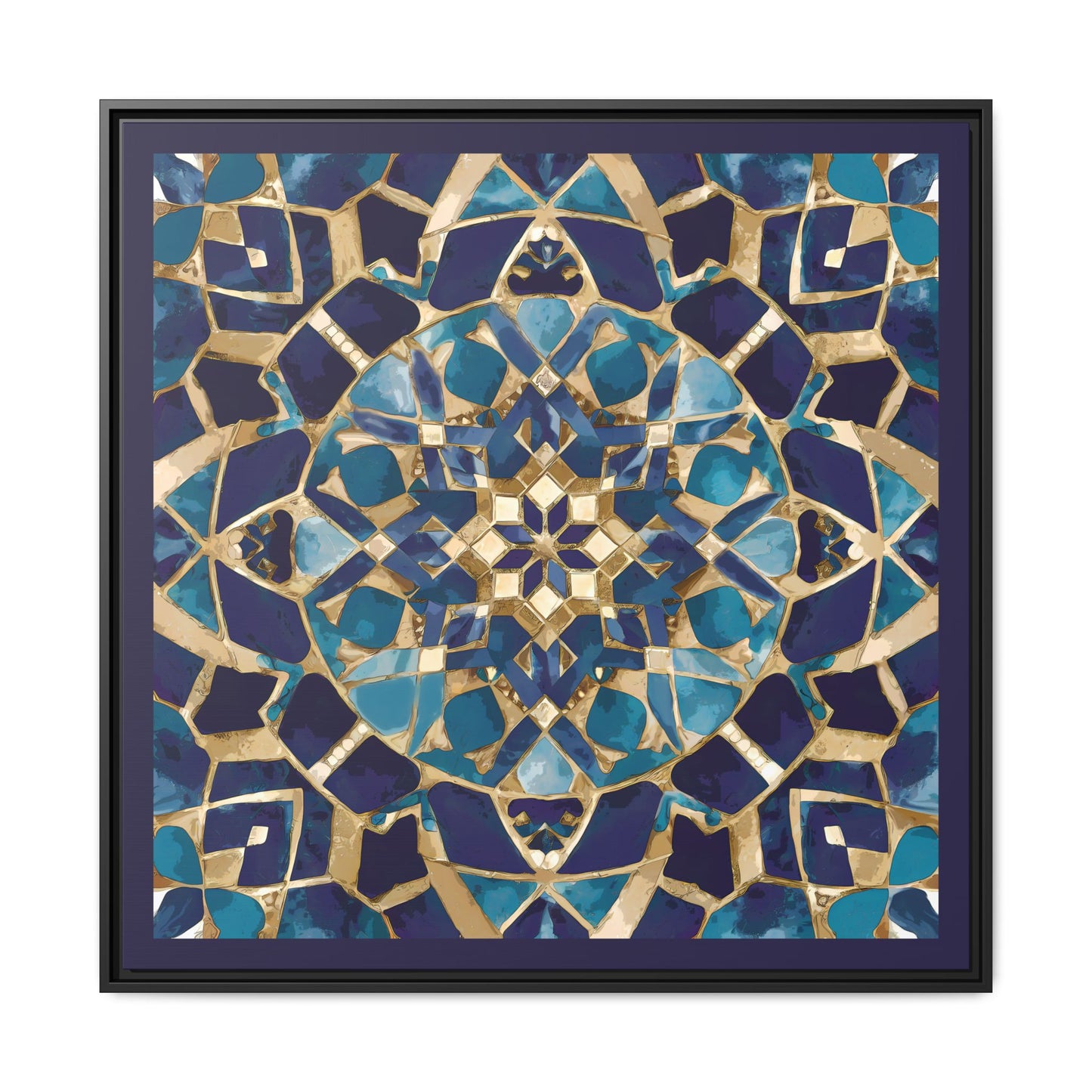 Framed Blue Moroccan Mosaic Wall Art — Matte Canvas Print