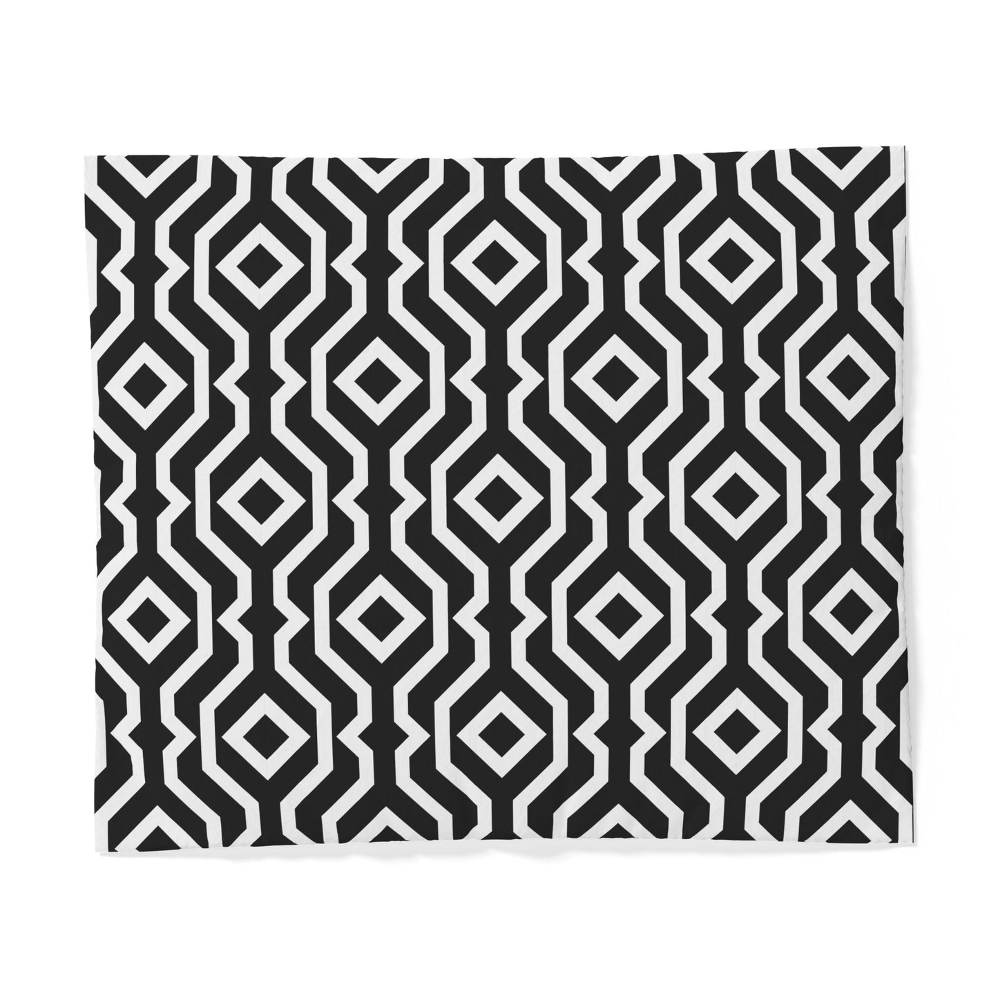 Geometric Hexagon Pattern Cotton Duvet Cover | Black White Modern Bedding