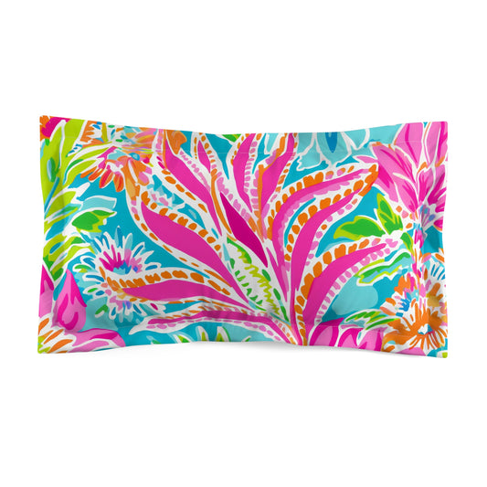 Vibrant Floral Pillow Sham, Microfiber Bedding, Tropical Decor, Bedroom Makeover, Colorful Home Accessories, Gift Idea