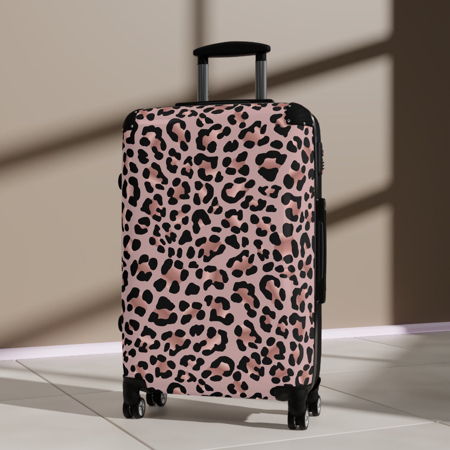 Suitcase, Luggage, Travel Bag, Suitcase for Women, Leopard Print Suitcase, Pink and Black Luggage, Glam Traveler Gift, Luxury Suitcase,