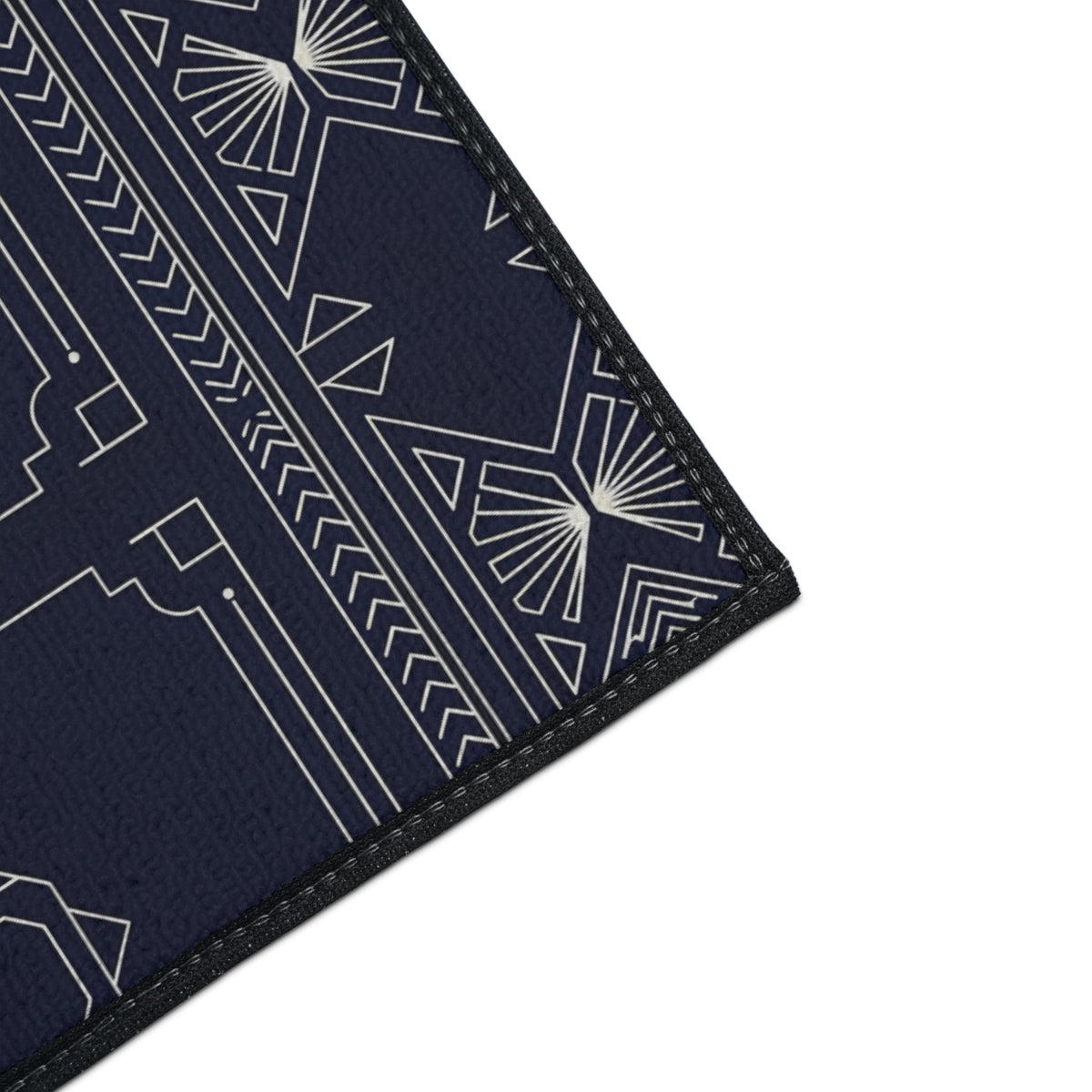 Navy White Geometric Indoor/Outdoor Floor Mat — Durable Non-Slip Rug