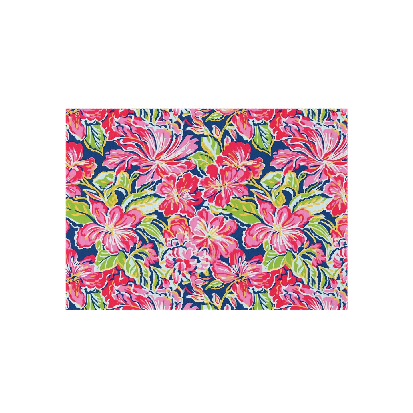 Pink Tropical Floral Indoor/Outdoor Rug | Hibiscus Pattern Patio Mat