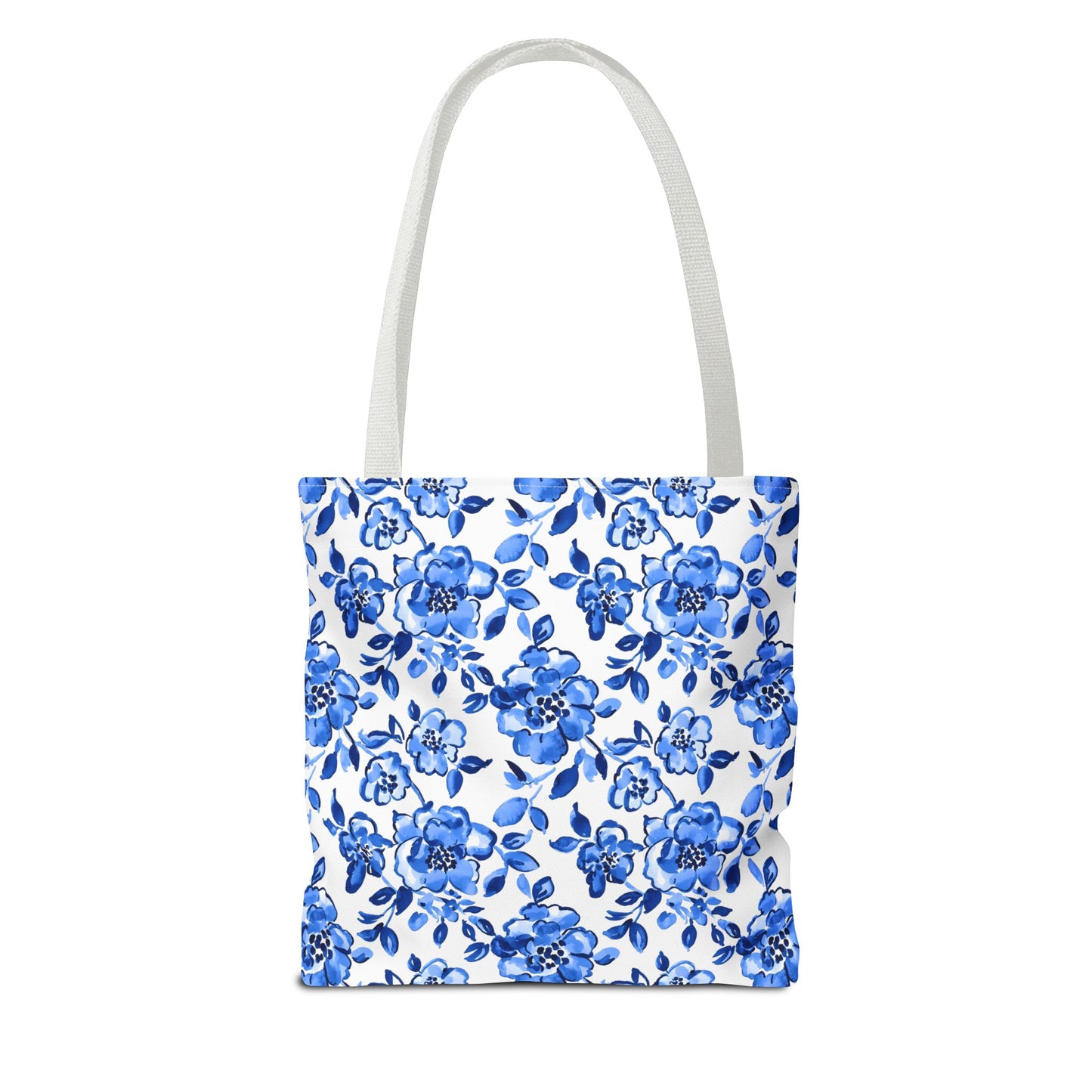 Blue Floral Tote Bag, Reusable Grocery Bag, Beach Bag, Shopping Tote, Gift for Her, Spring/Summer Accessory, Feminine Bag