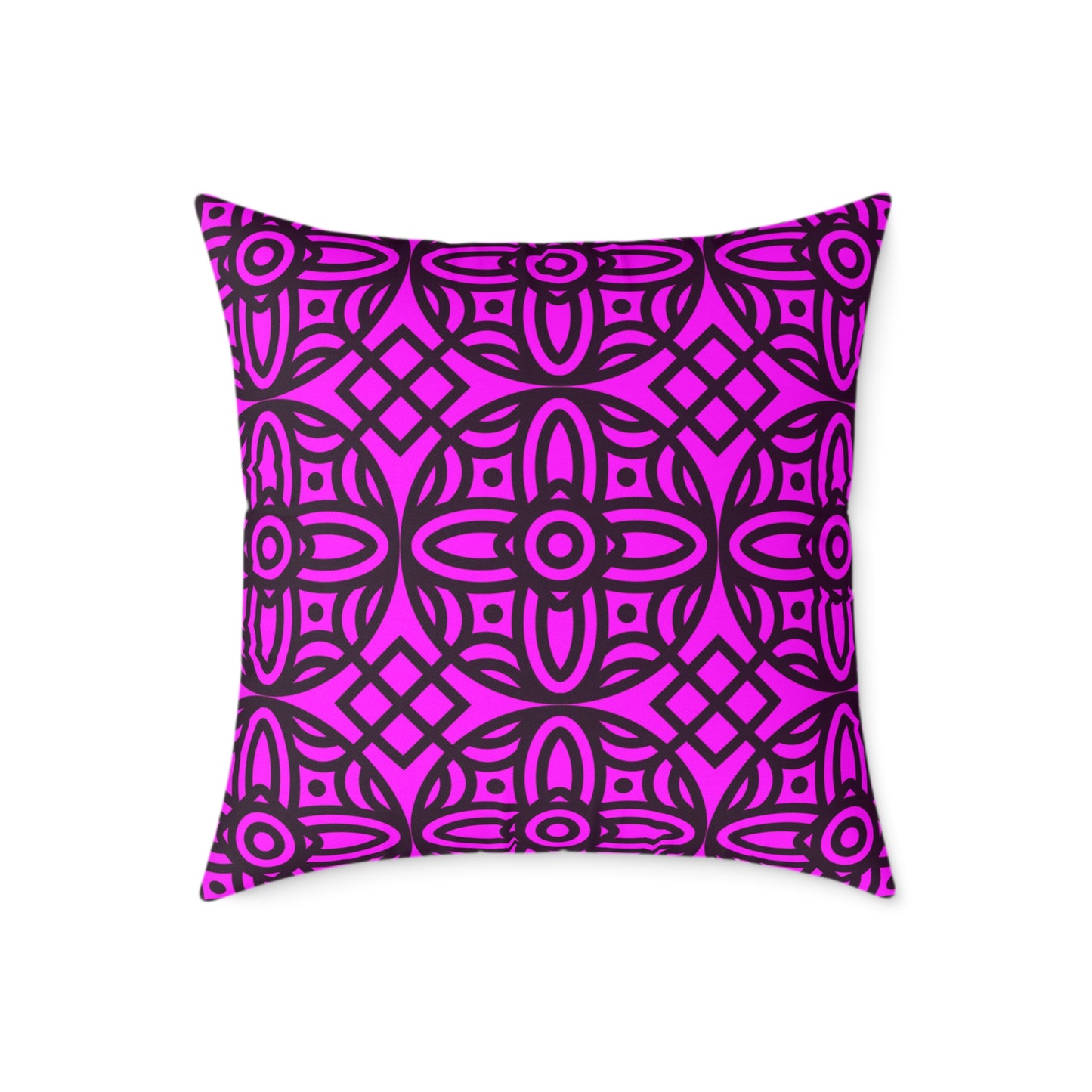 Geometric Floral Pattern Pillow | Pink-Magenta Canvas Pillow,  Decorative Home Accent, Boho Chic Throw Pillow, Gift for Home Decor