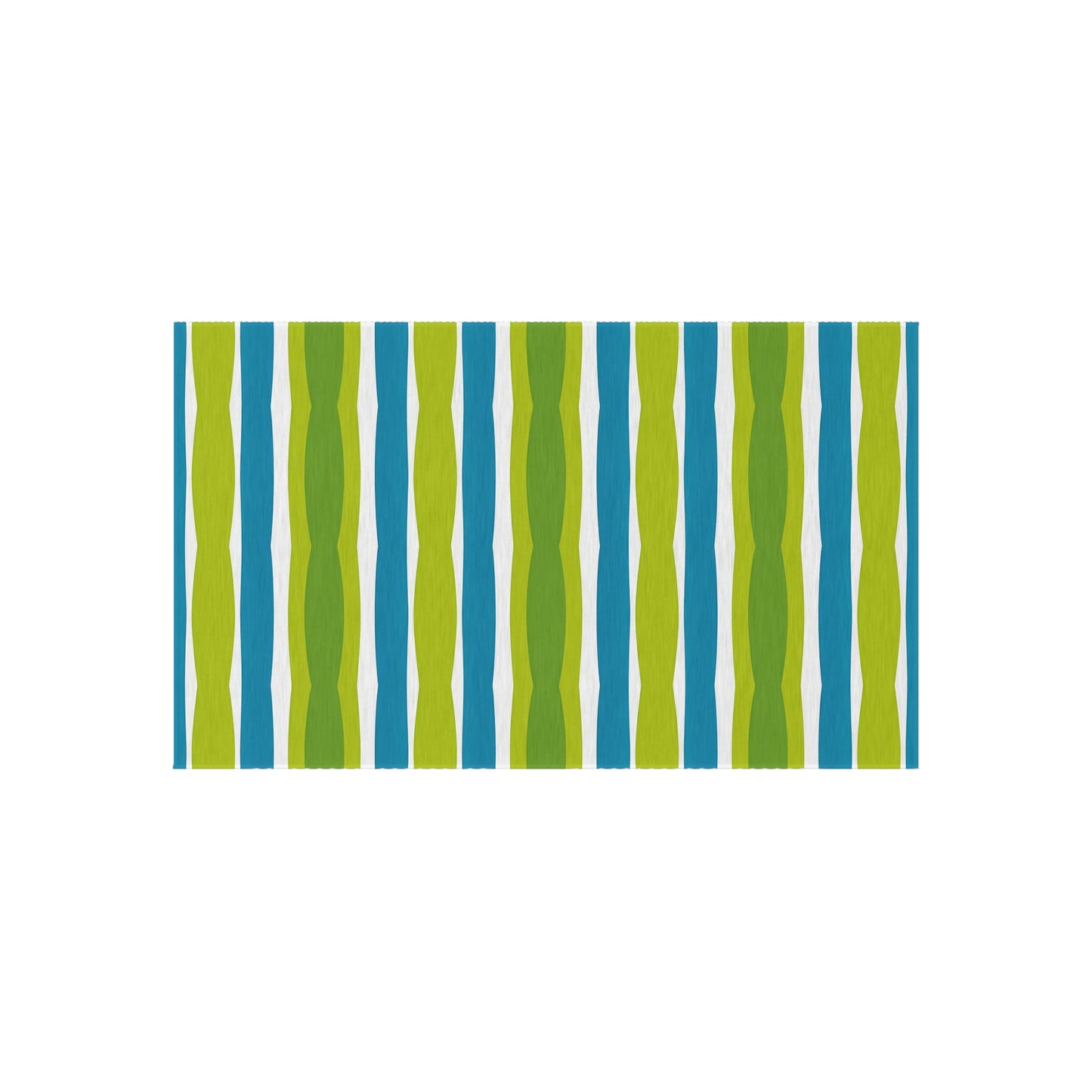 Blue Green Wave Stripe Outdoor/Indoor Rug | Patio Mat, Weatherproof Floor Covering