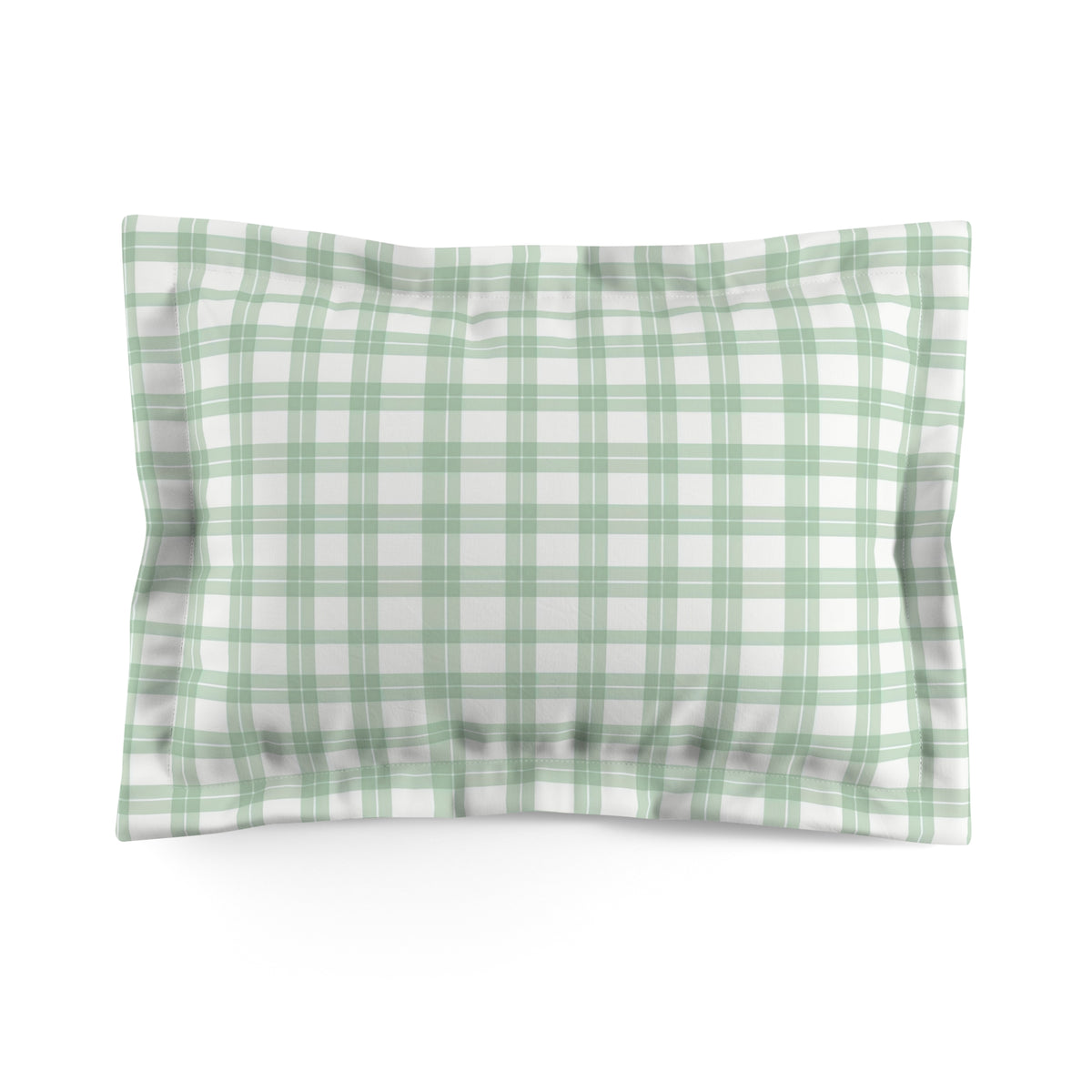 Sage Green White Plaid Microfiber Pillow Sham | Checked Bedding, Farmhouse Decor