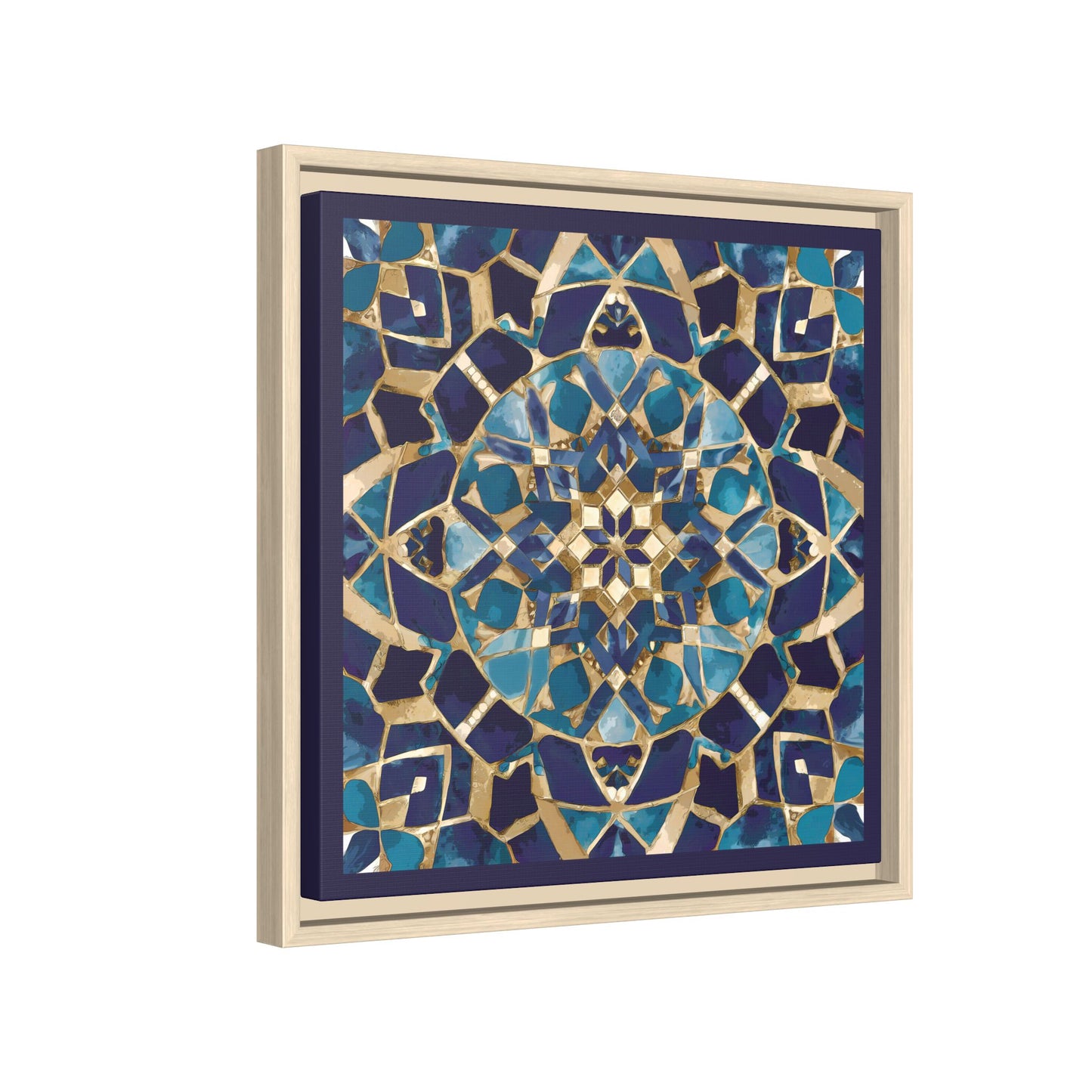Framed Blue Moroccan Mosaic Wall Art — Matte Canvas Print