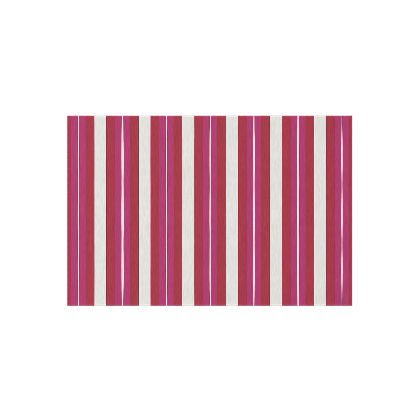 Red Pink White Stripe Outdoor Rug | Patio Floor Mat, Weatherproof Stripe Design