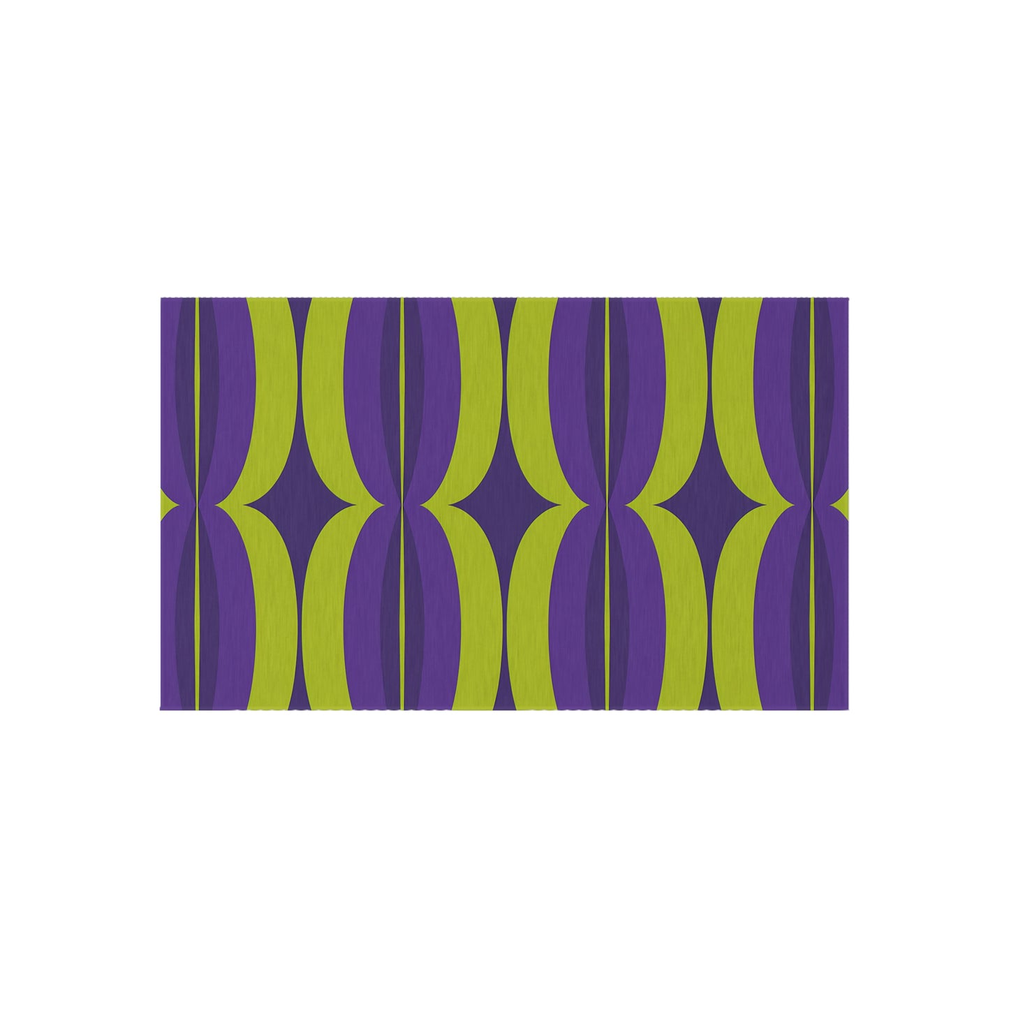 Green and Purple Mid-Century Geometric Outdoor/Indoor Rug | Retro Pattern Patio Mat