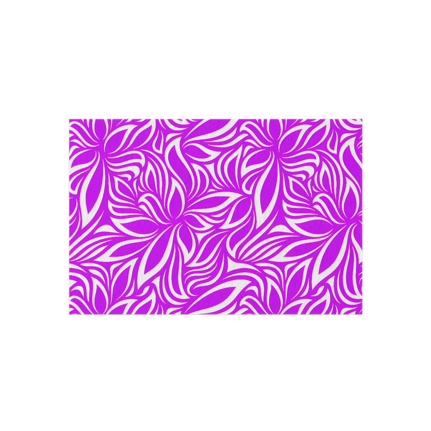 Magenta White Floral Pattern Outdoor/Indoor Rug | Tropical Leaf Medallion Patio Mat