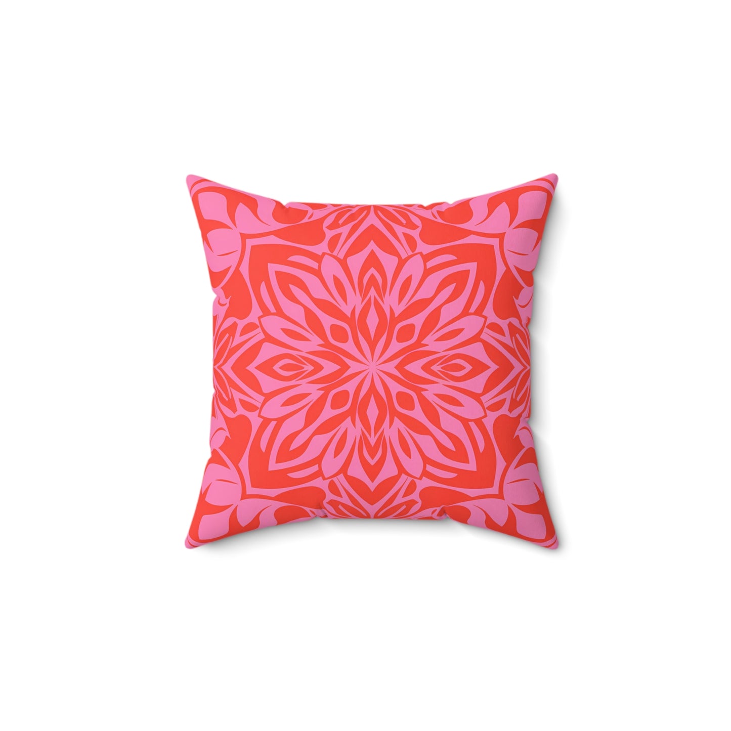 Boho Square Pillow, Pink Orange Feminine Home Decor Cushion, Throw Pillow Cover, Bohemian Pillowcase, Sofa Accent Pillow, Gift for Her